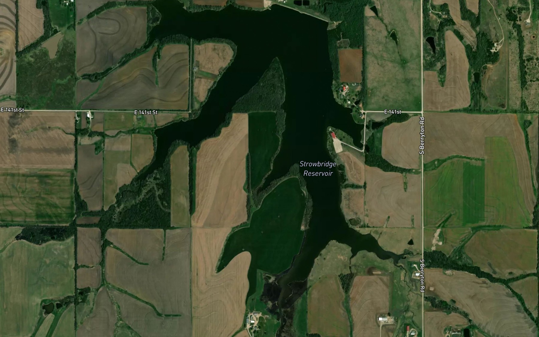 Satellite map of the Strowbridge Reservoir