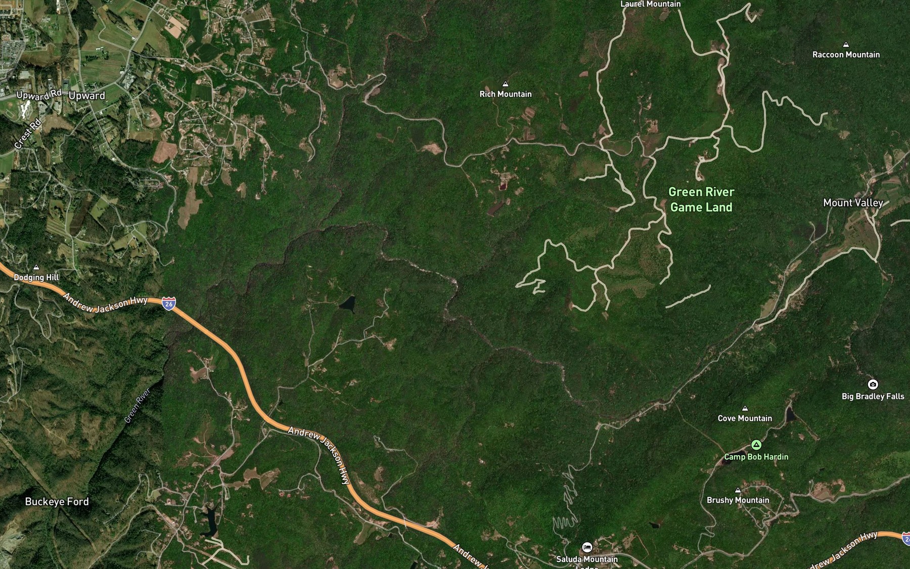 Satellite map of the Pulliam Creek