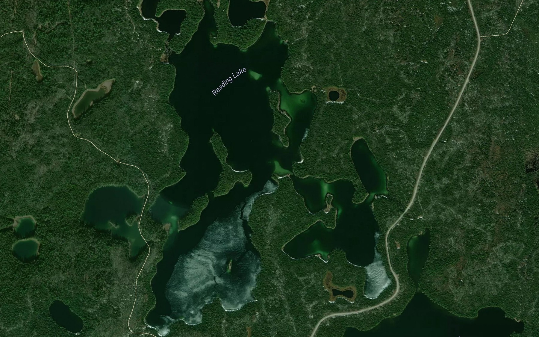 Satellite map of the Reading Lake
