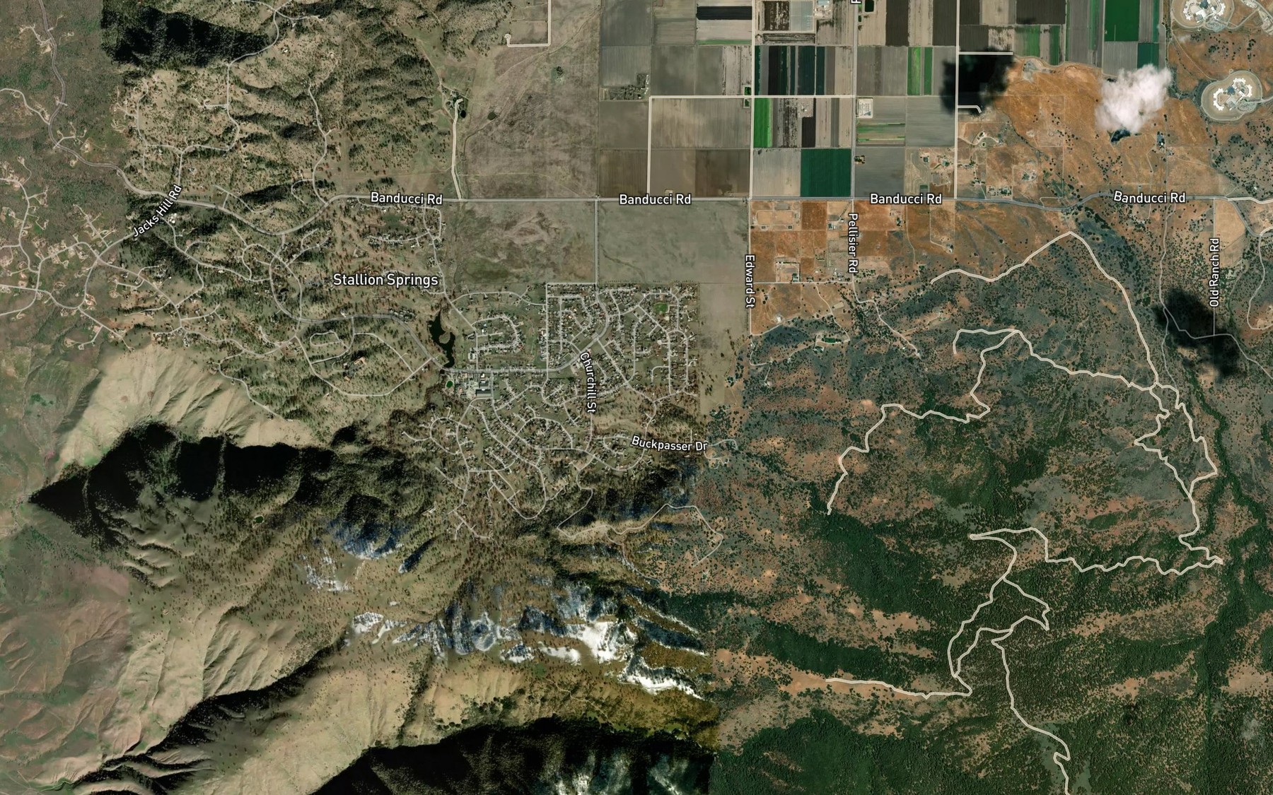 Satellite map of the El Arroyo de los Encinos
