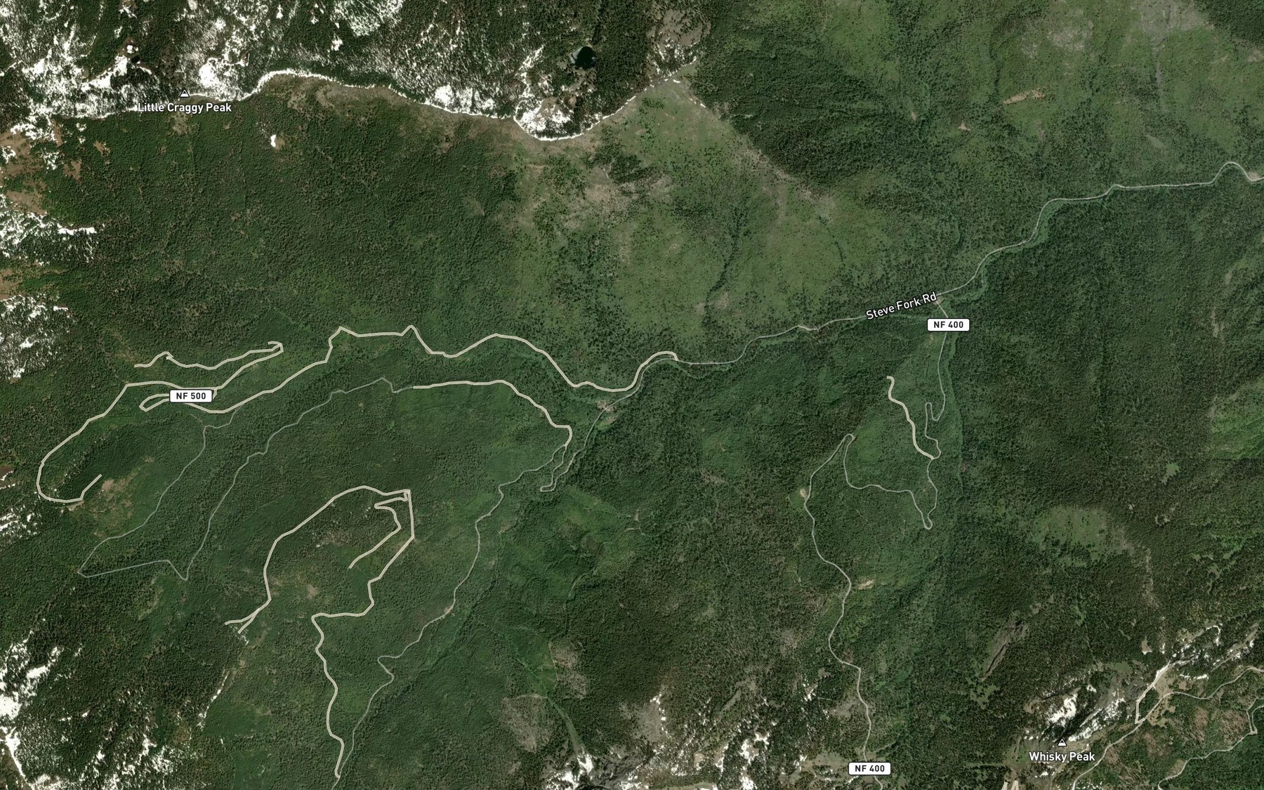 Satellite map of the Right Hand Fork Steve Fork