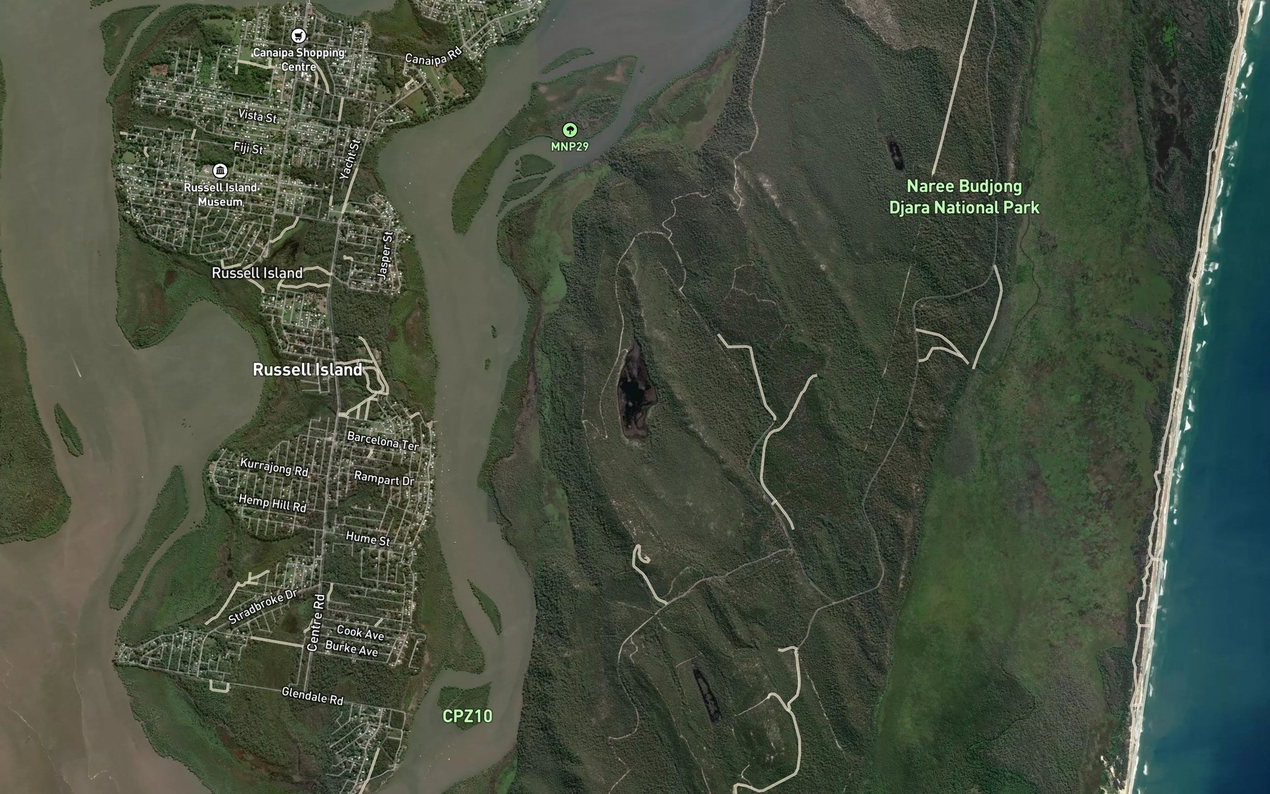 Satellite map of the Native Companion Lagoon