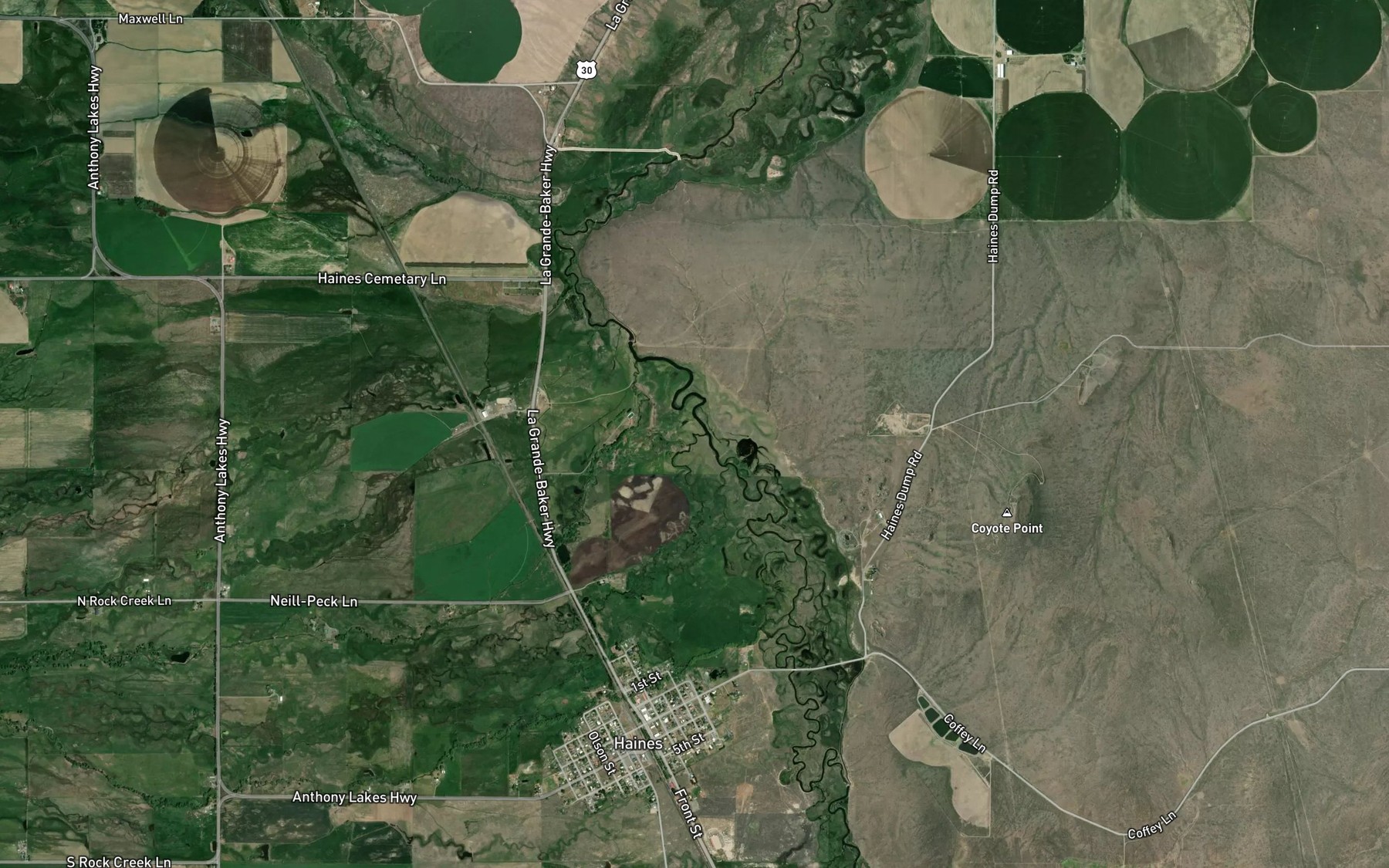 Satellite map of the Fish Creek