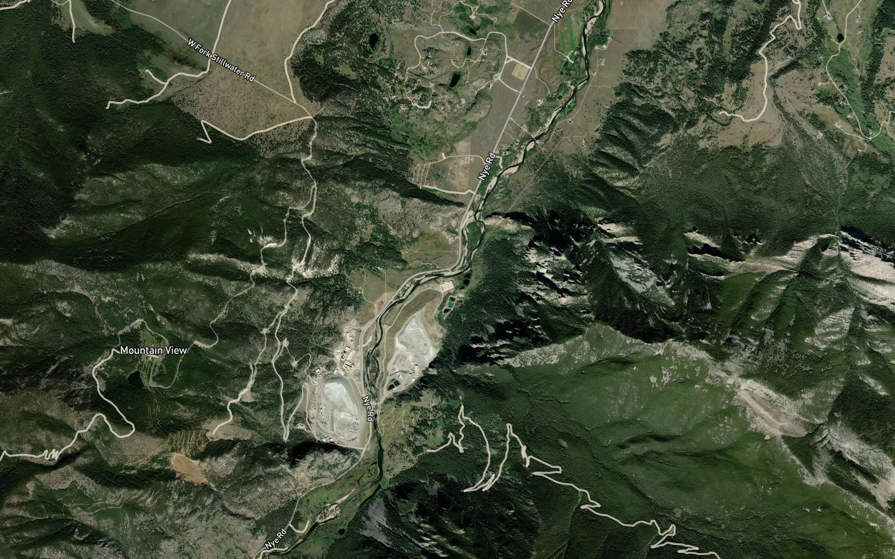 Satellite map of the Nye Creek