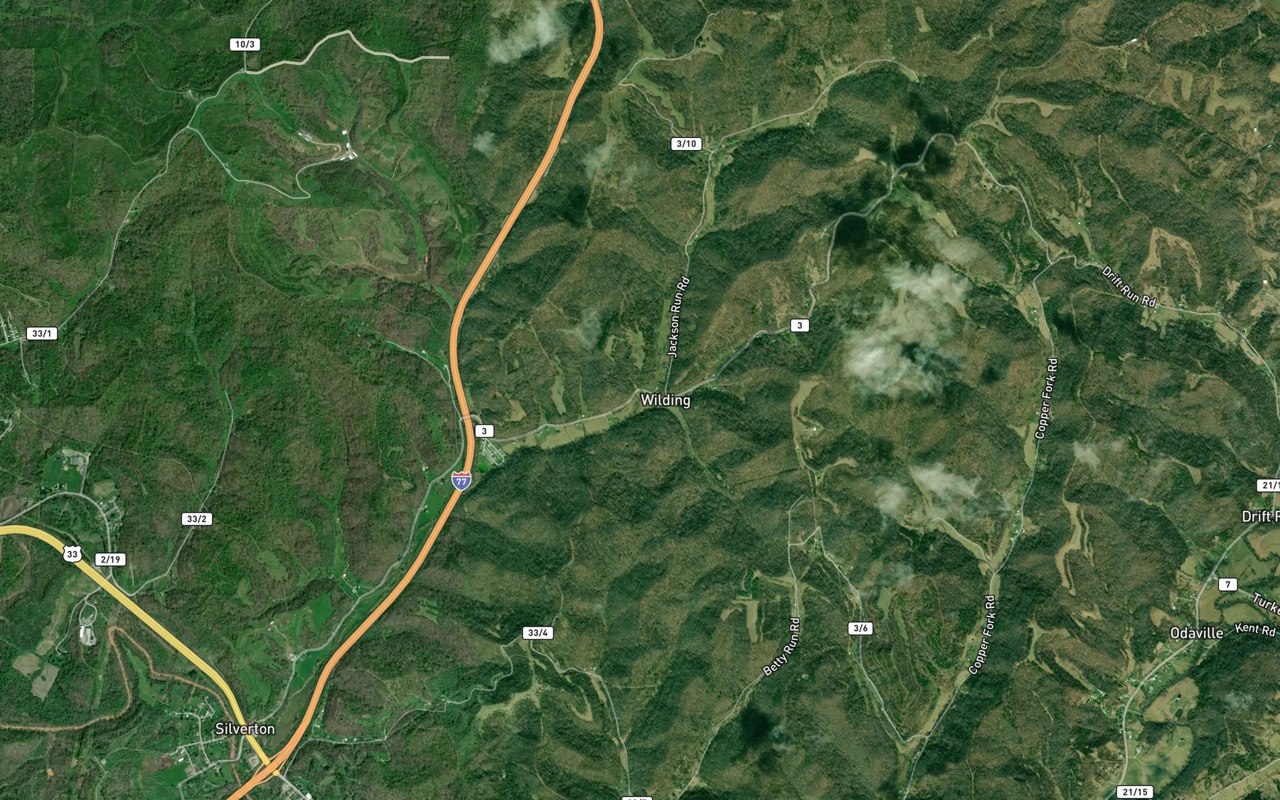 Satellite map of the Jackson Run