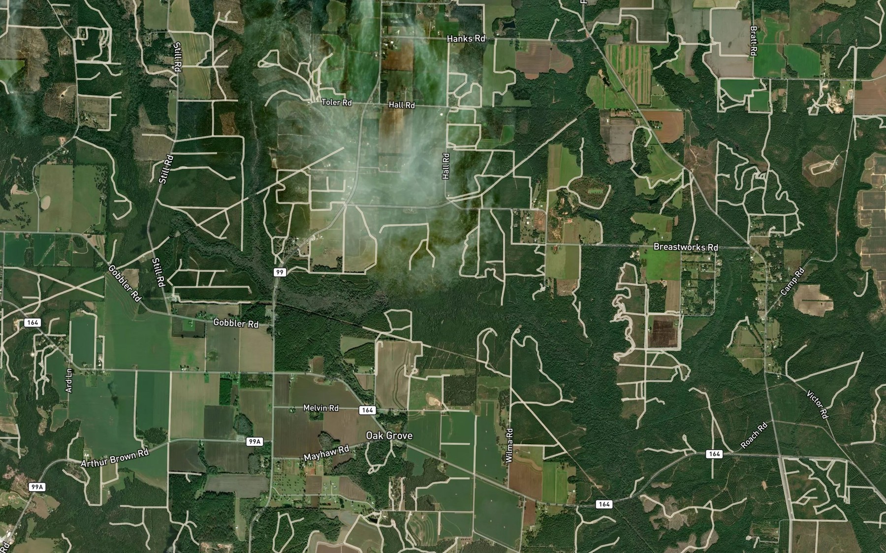 Satellite map of the Hall Branch