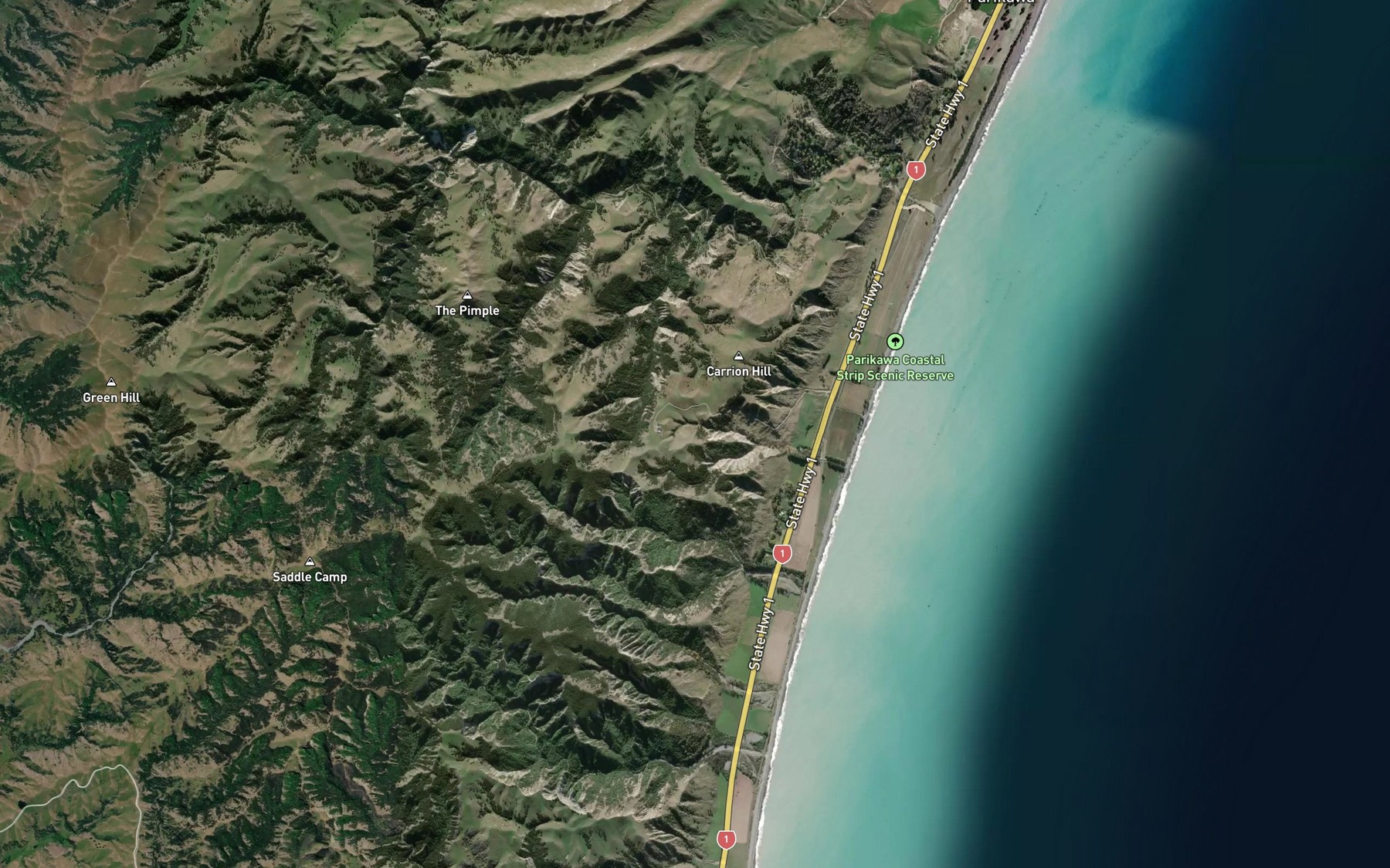 Satellite map of the Kawauiti Stream