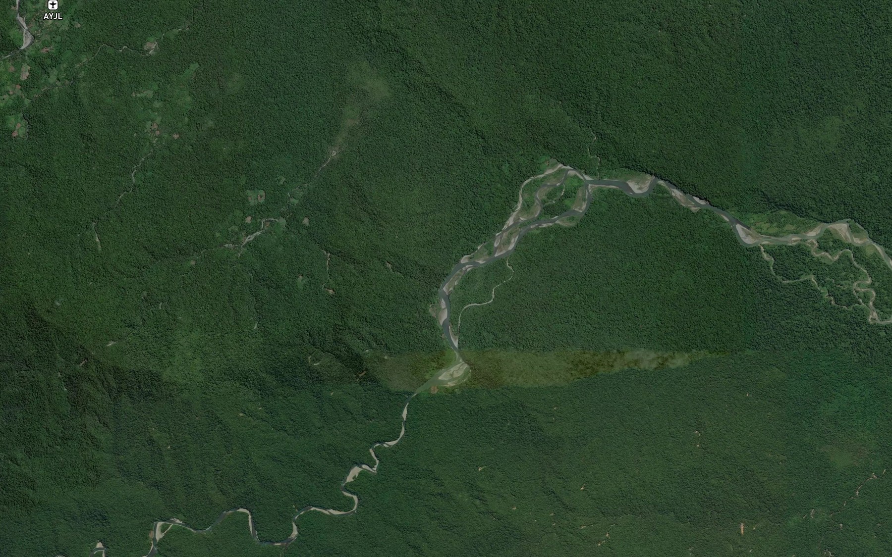 Satellite map of the Ongan River