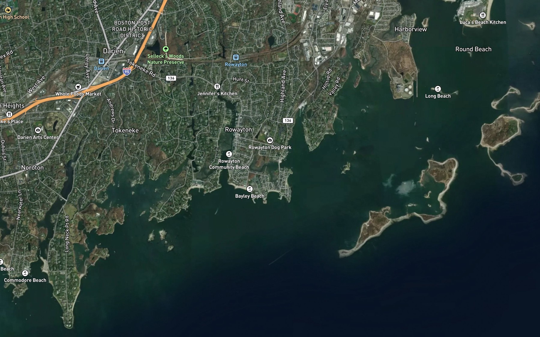 Satellite map of the Farm Creek