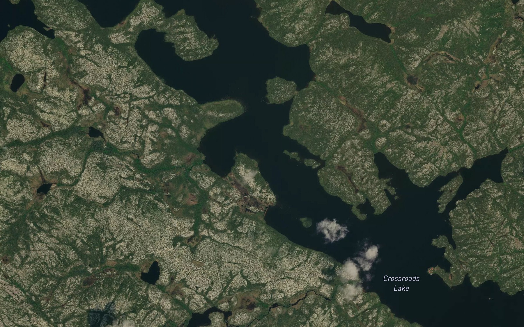 Satellite map of the Crossroads Lake