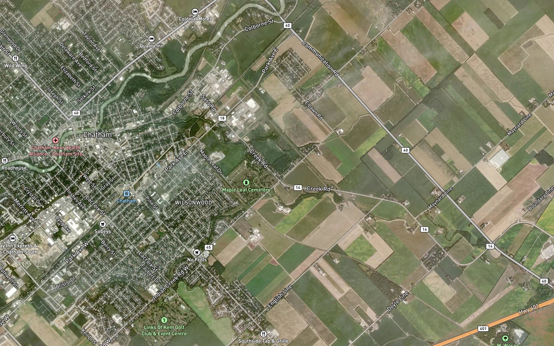 Satellite map of the Wolfe Creek
