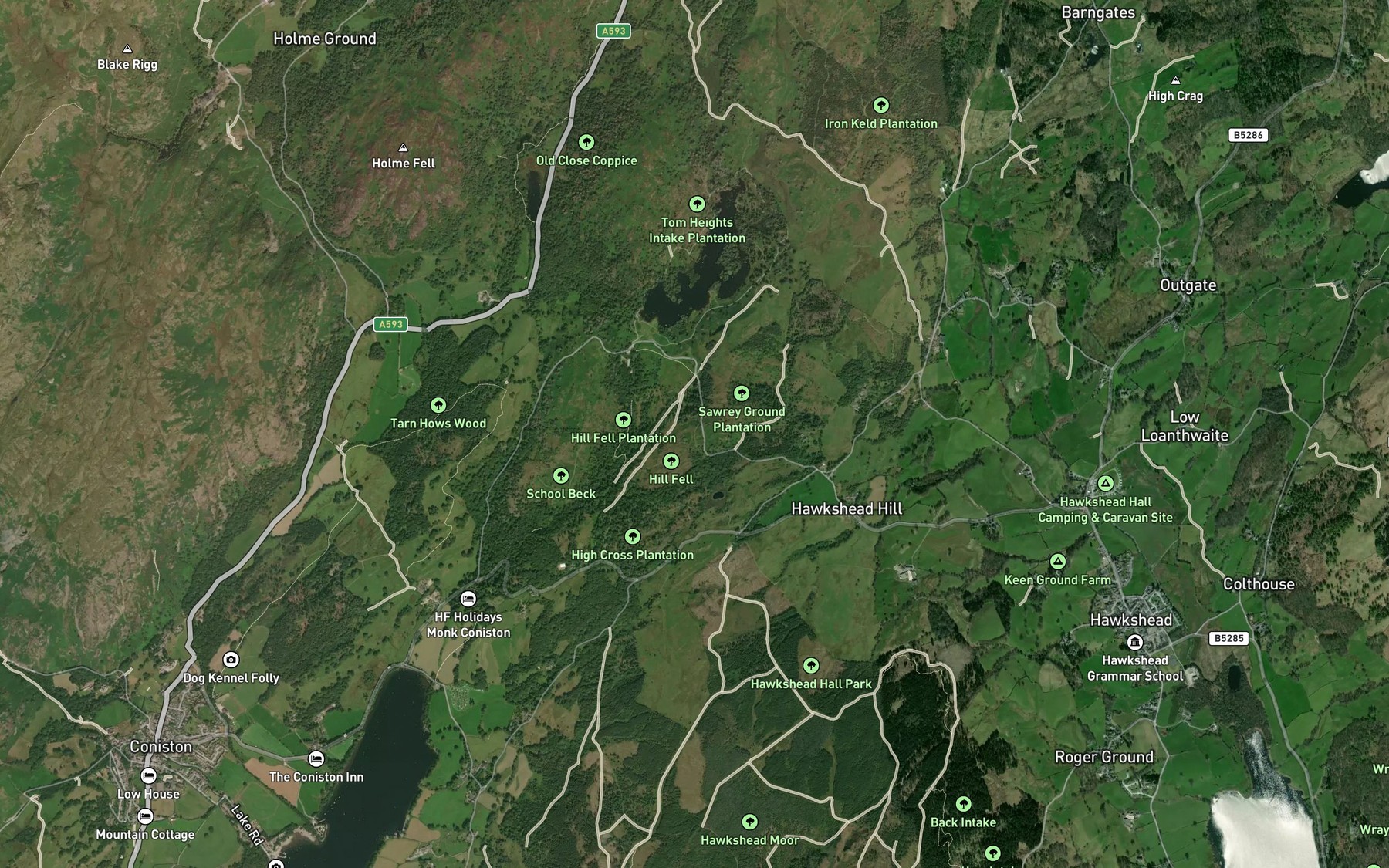 Satellite map of the The Tarns