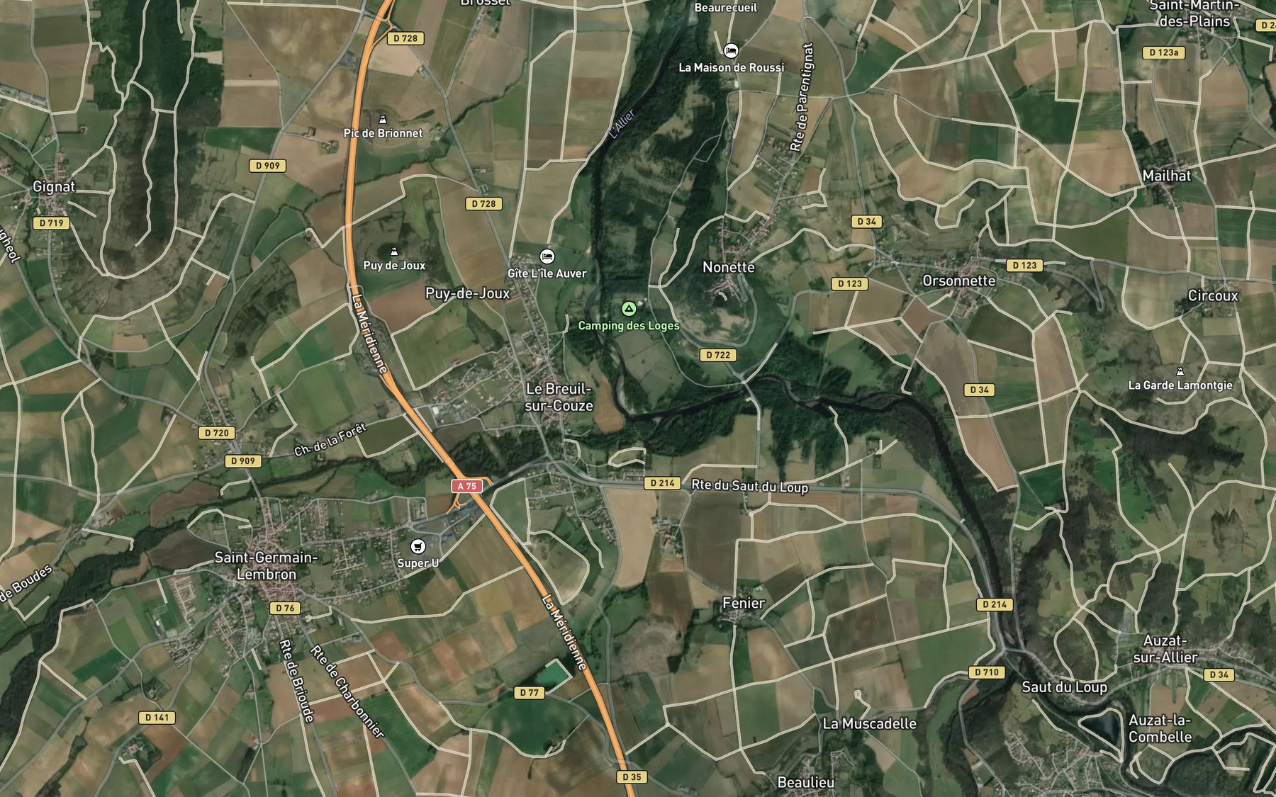 Satellite map of the Ruisseau la Couze