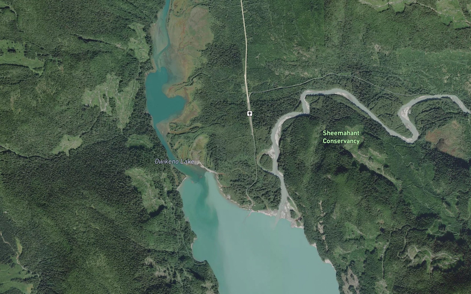 Satellite map of the Sheemahant River