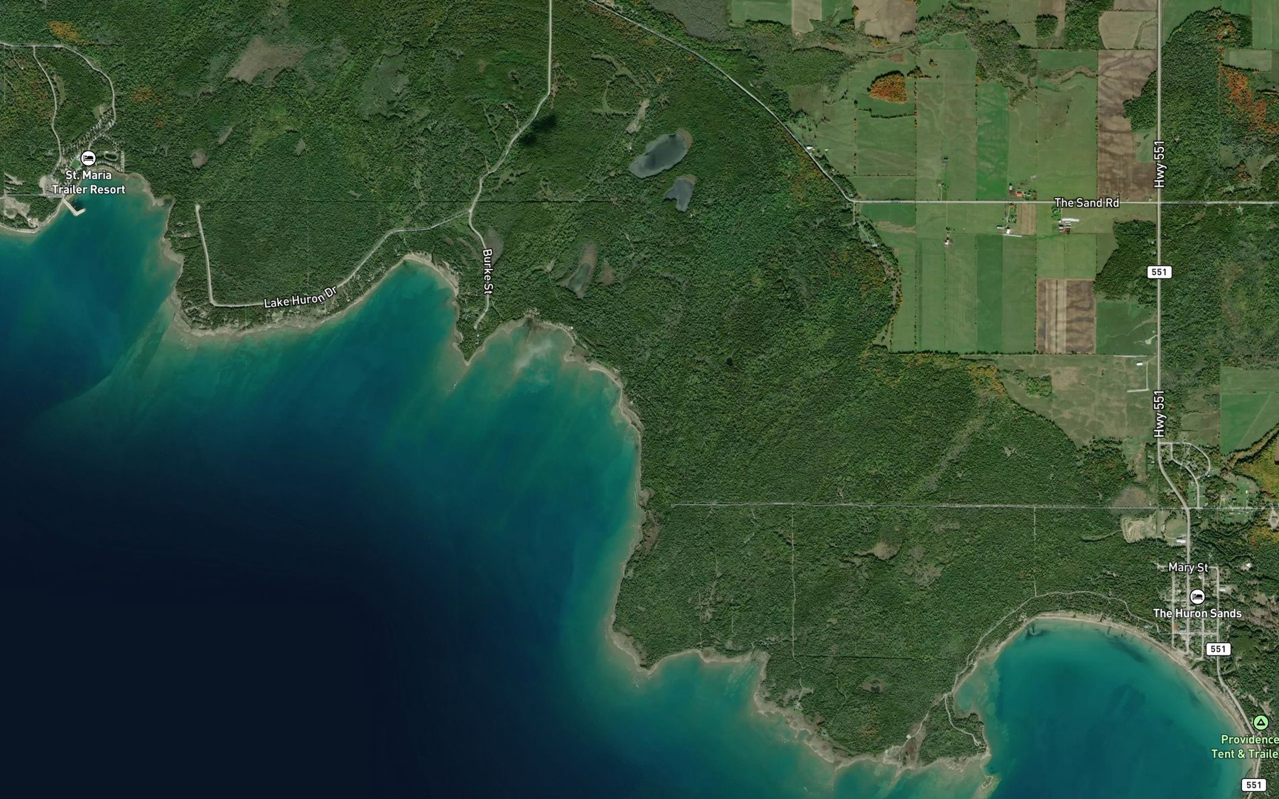 Satellite map of the Clam Ponds