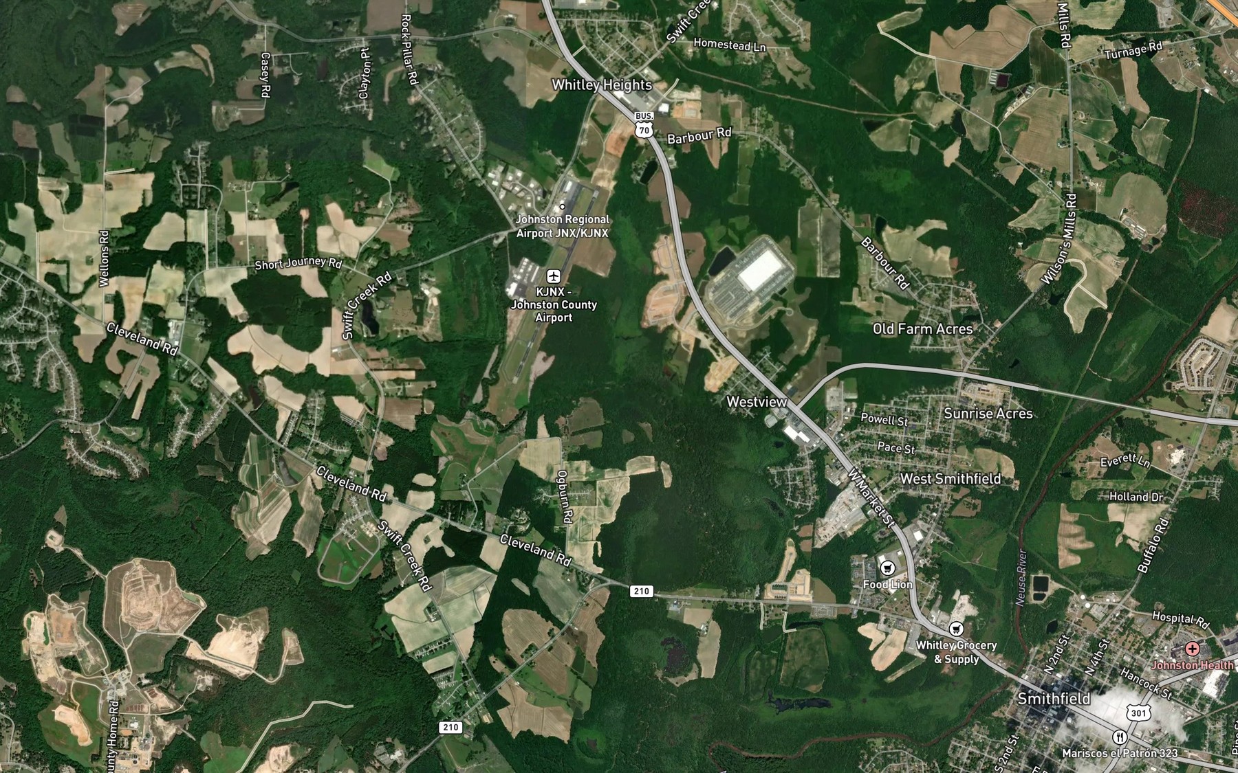 Satellite map of the Reedy Branch