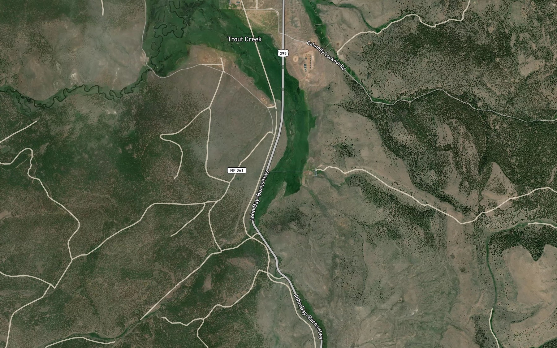 Satellite map of the Camp Creek