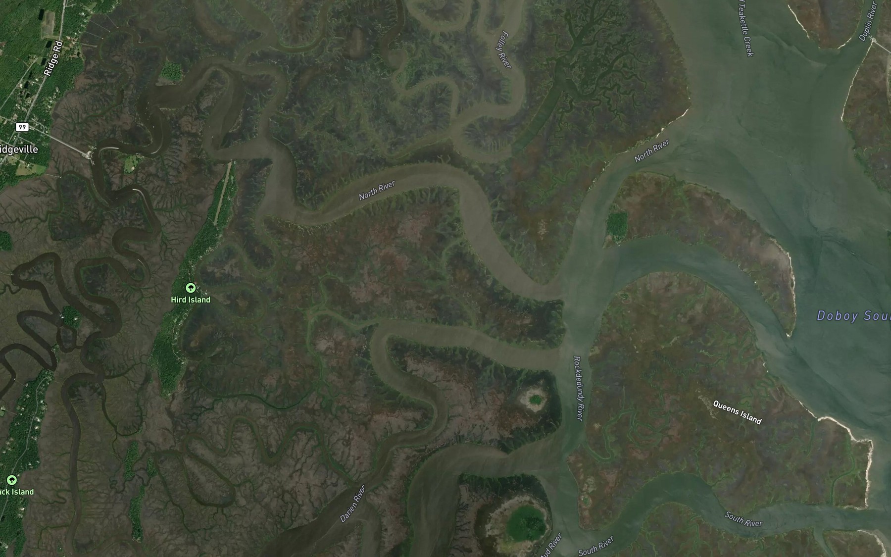 Satellite map of the Old Darien River