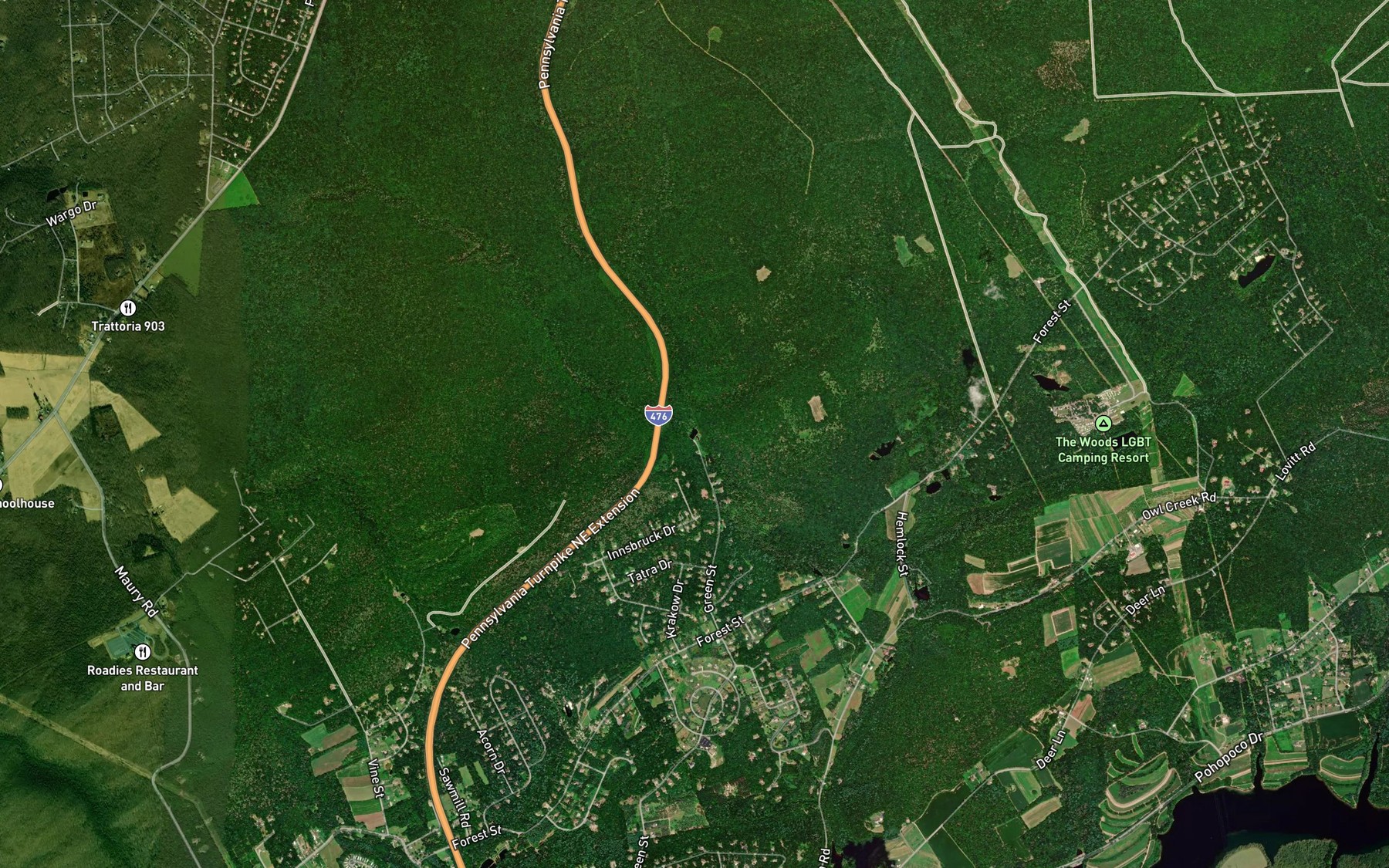 Satellite map of the Lehighton Reservoir