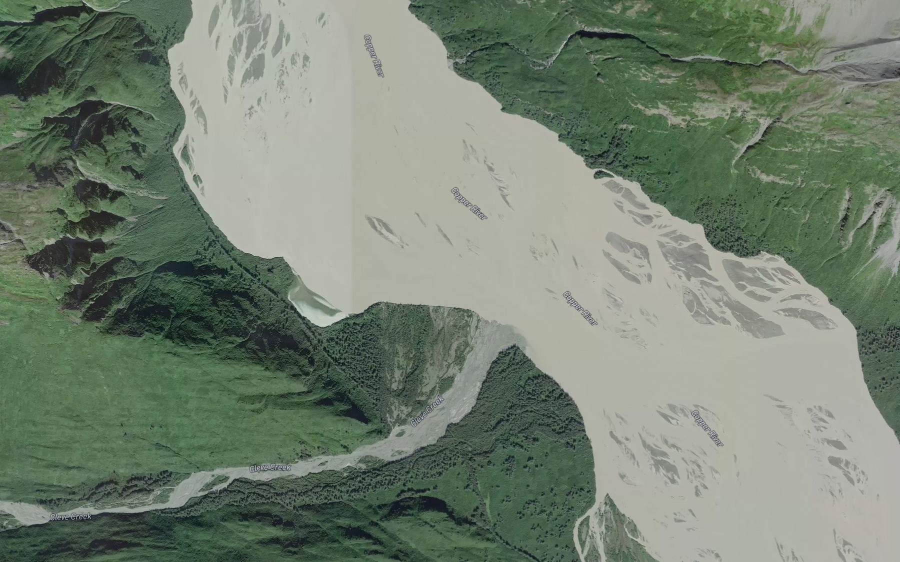 Satellite map of the Cleave Creek