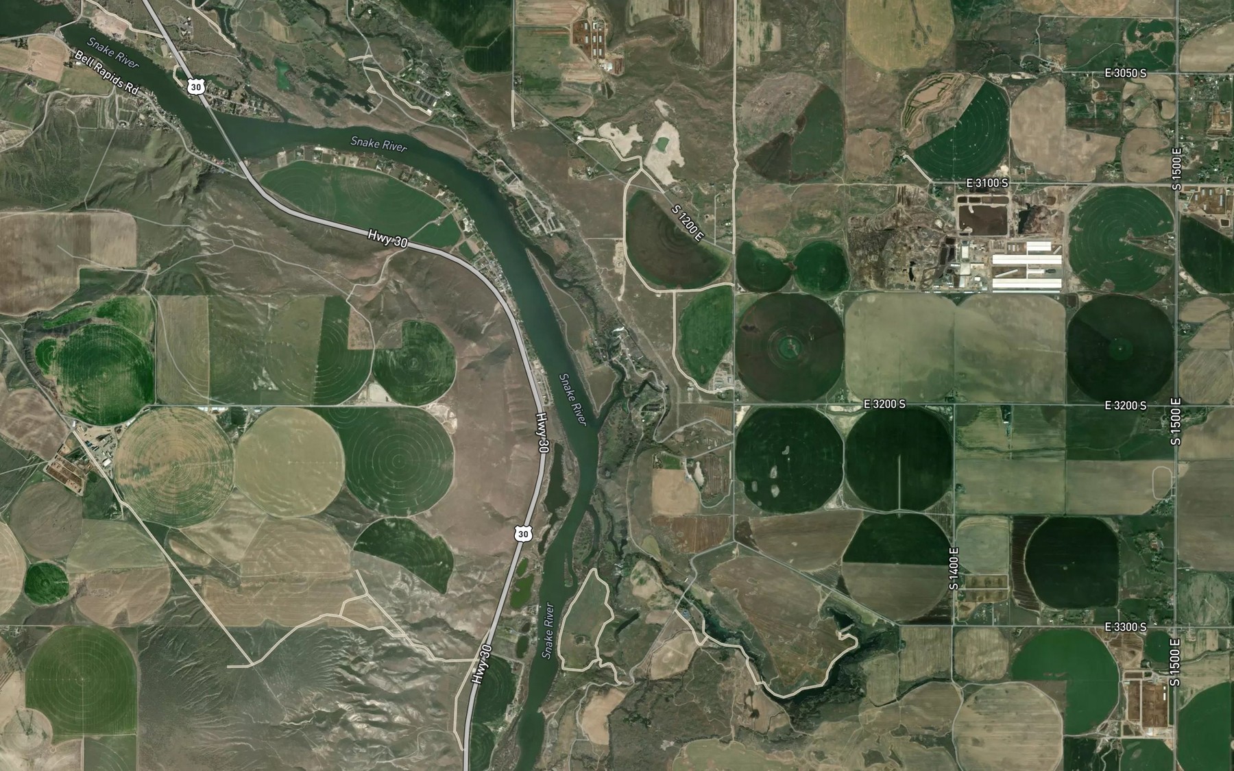 Satellite map of the Sand Springs Creek