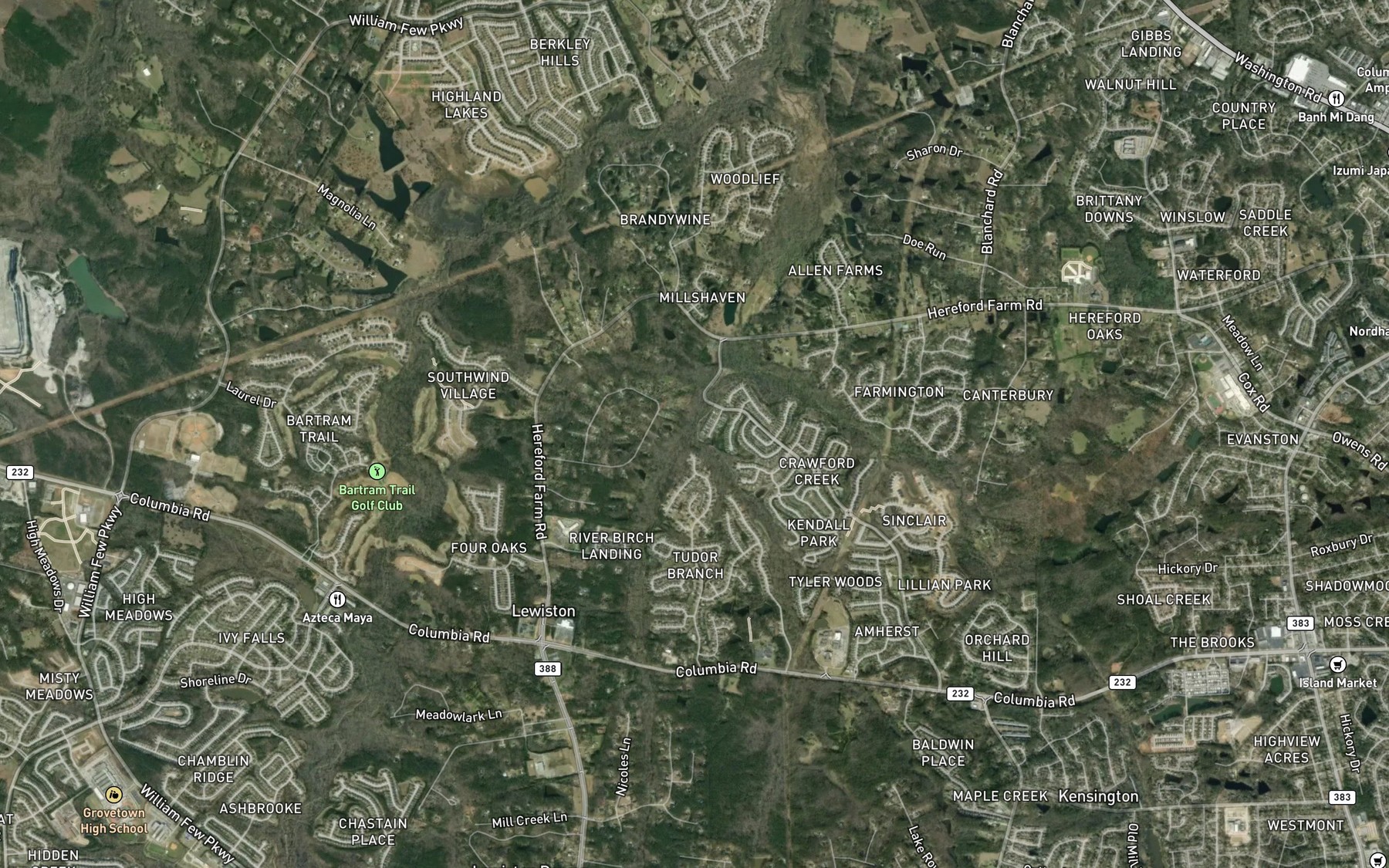 Satellite map of the Walton Branch
