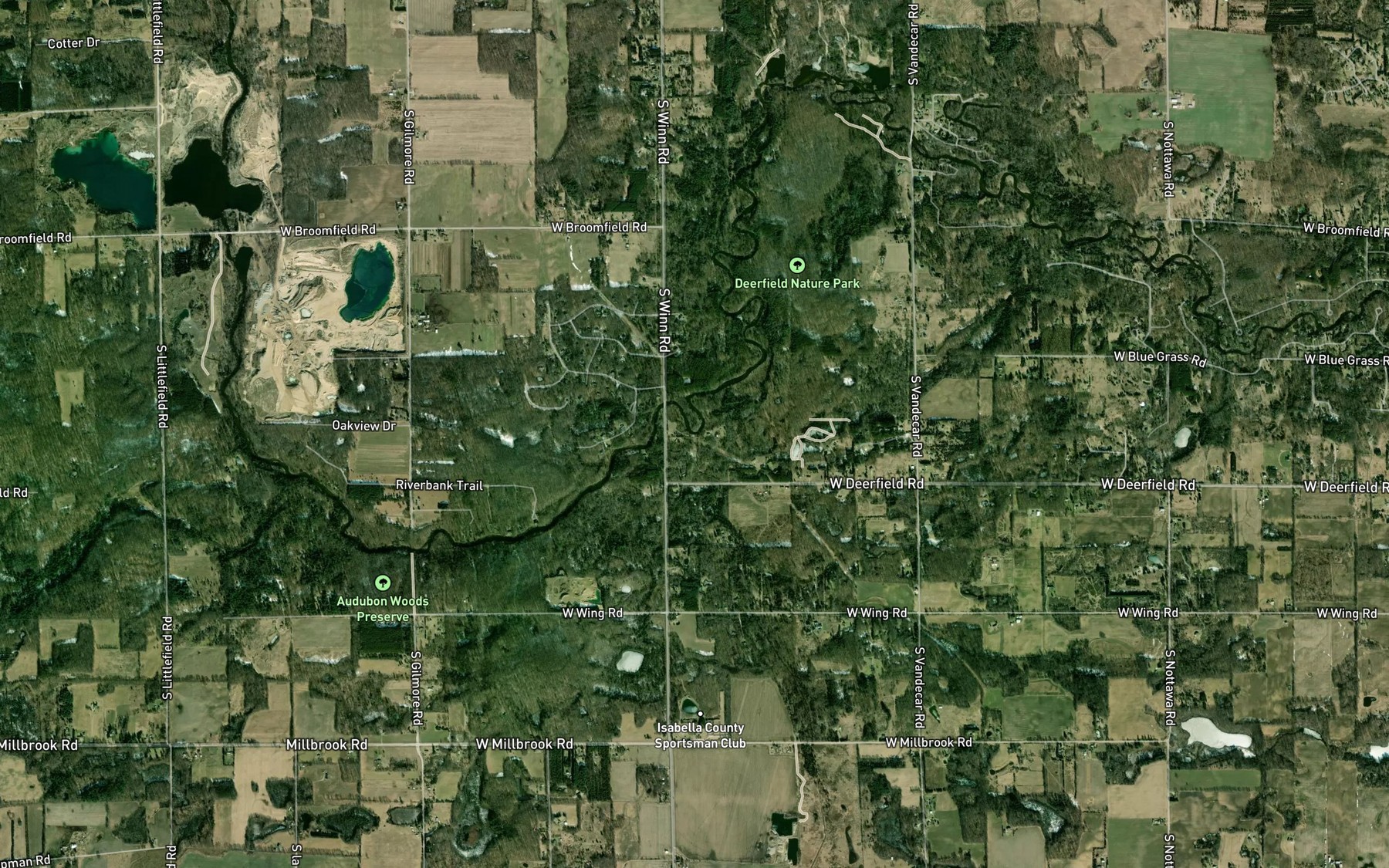 Satellite map of the Cedar Creek