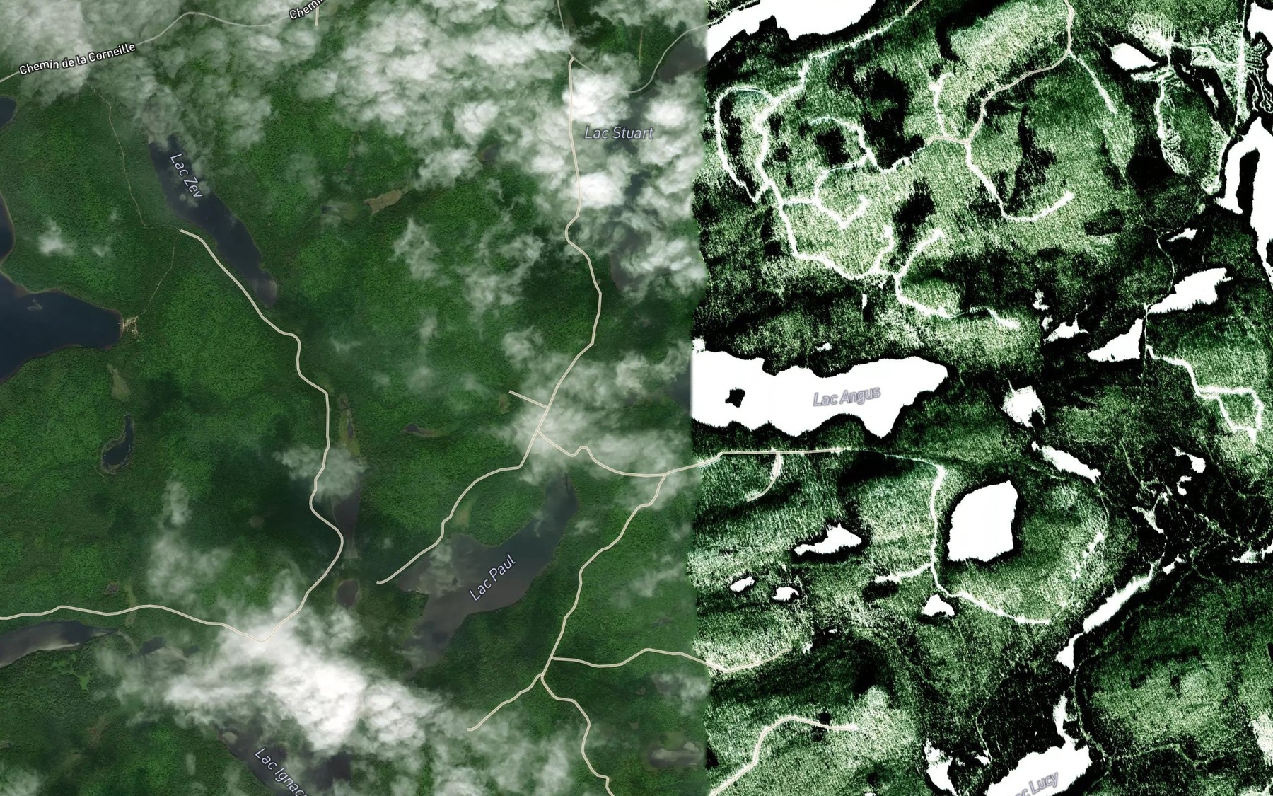 Satellite map of the Lac du Chevreuil
