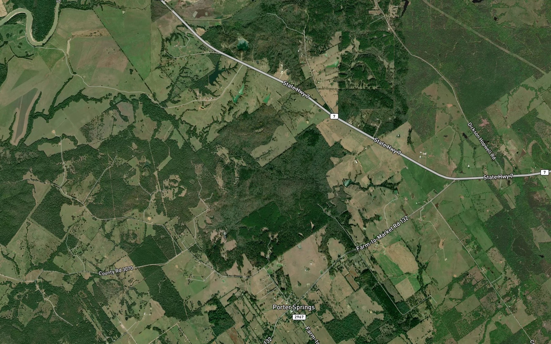 Satellite map of the Porter Branch