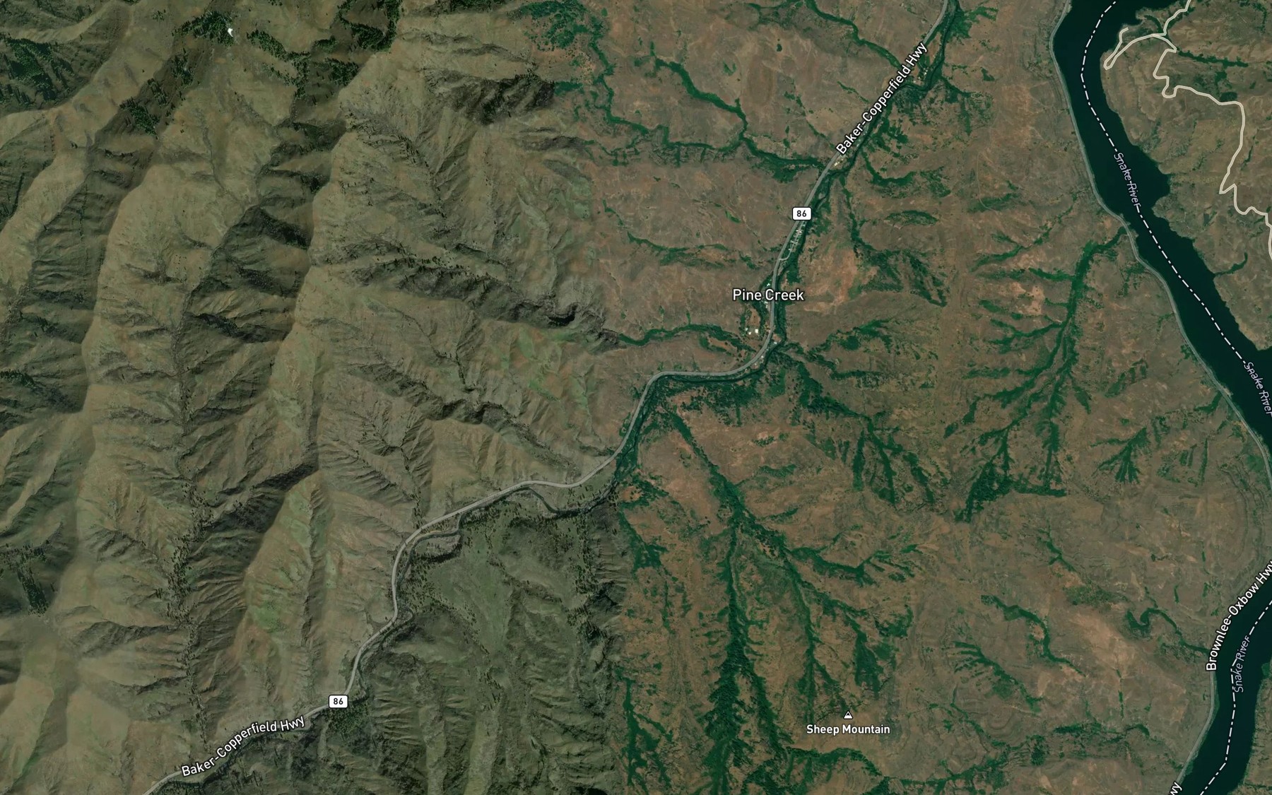 Satellite map of the Sheep Creek