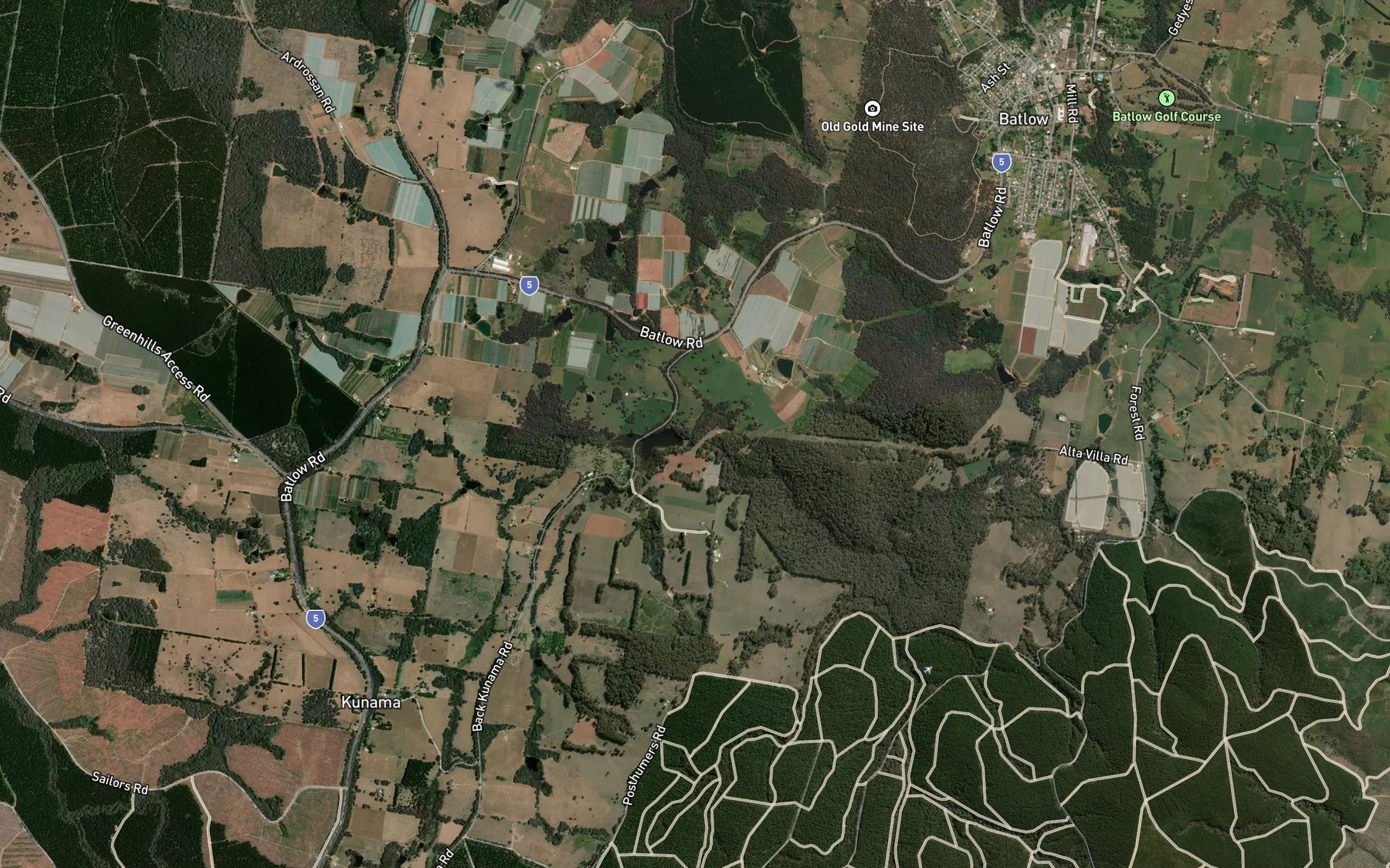 Satellite map of the Mica Gully