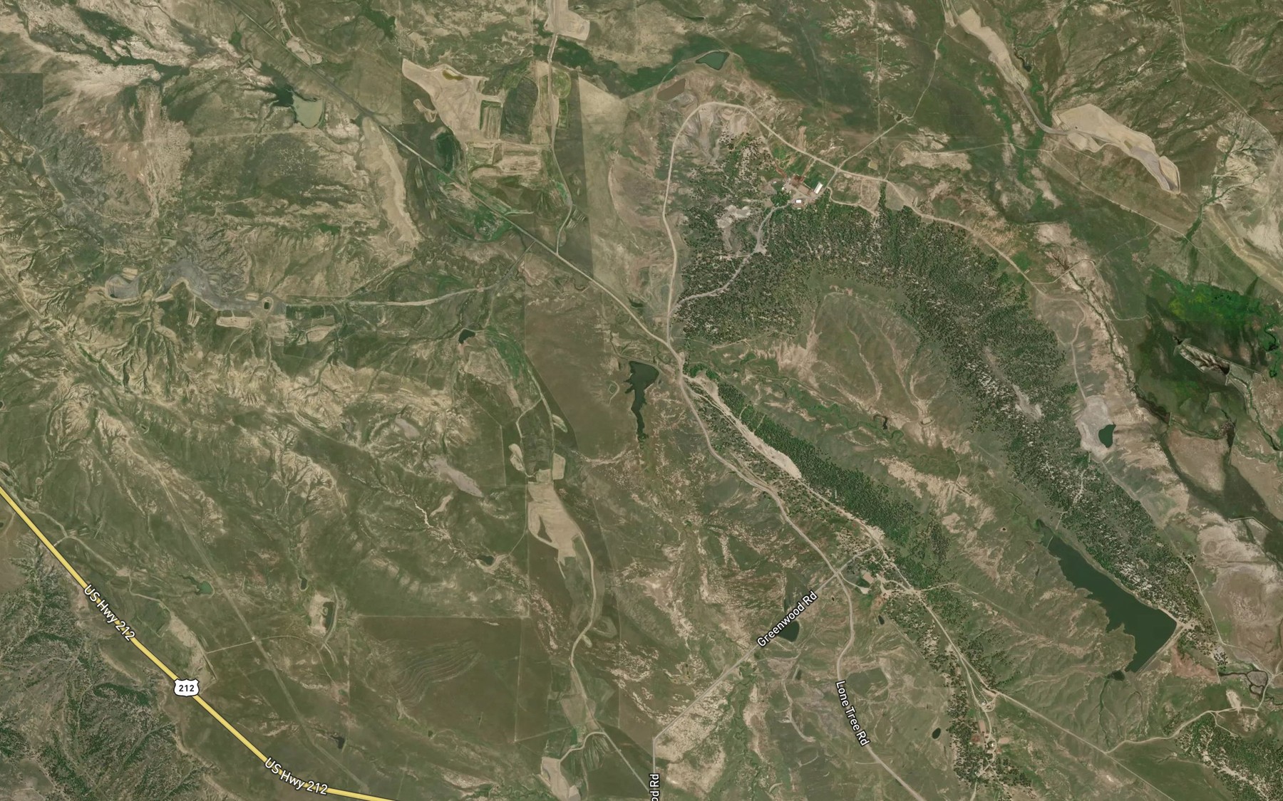 Satellite map of the Lone Tree Reservoir