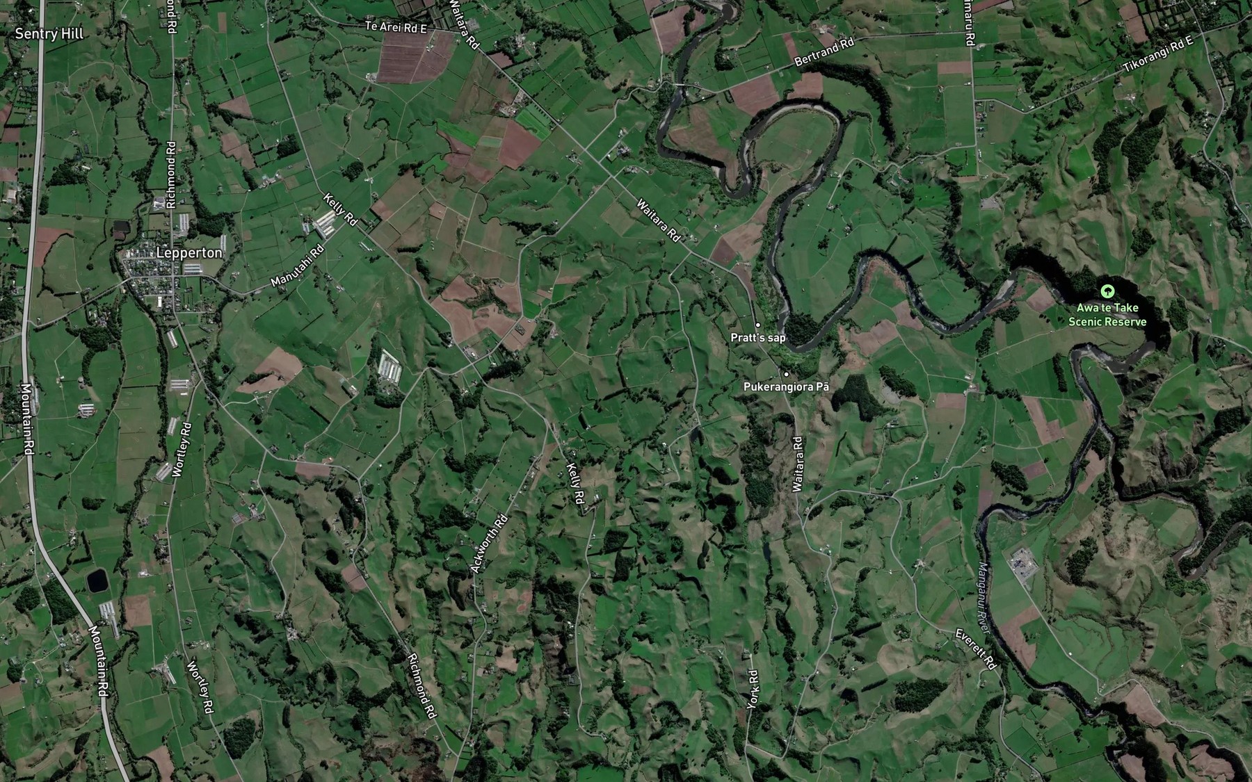 Satellite map of the Mangatui Stream