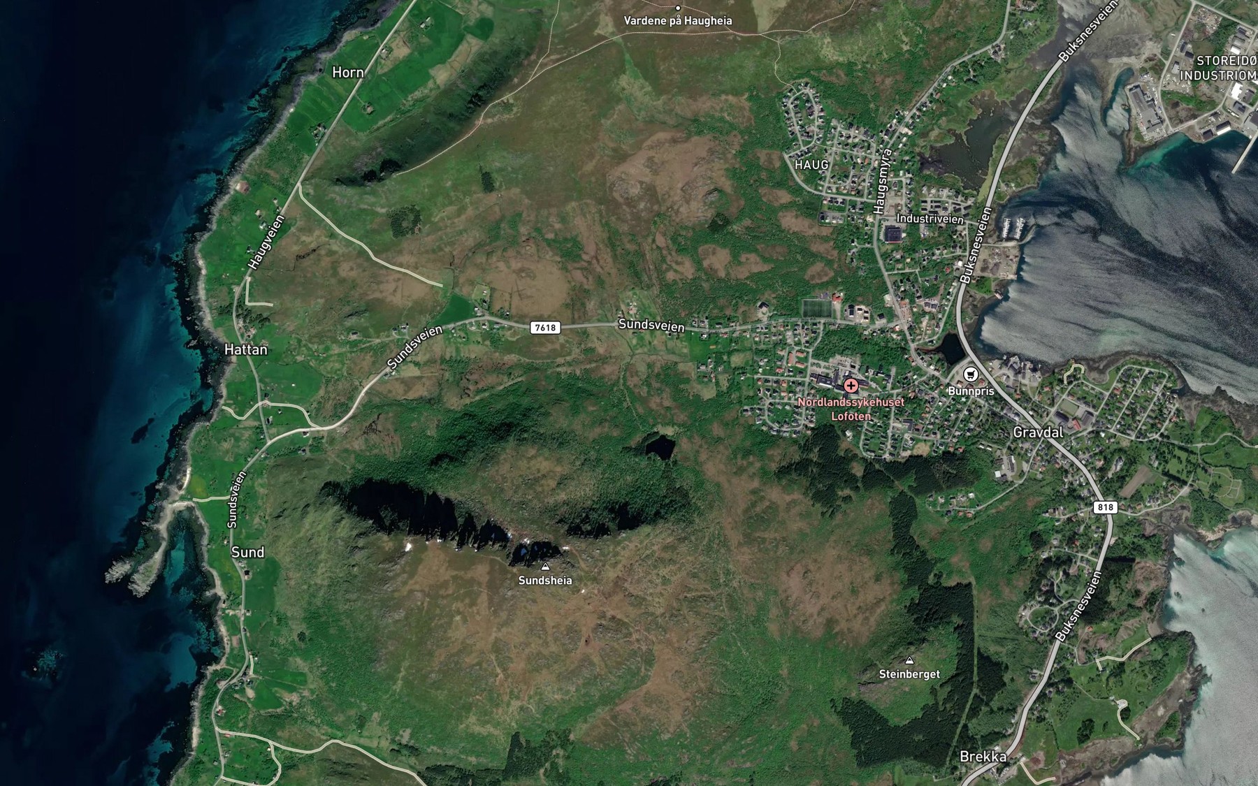 Satellite map of the Trolldalselva