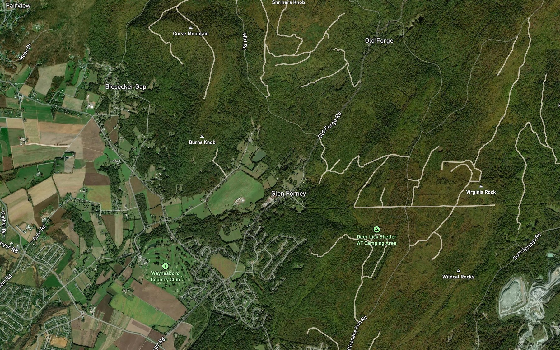 Satellite map of the Vineyard Run
