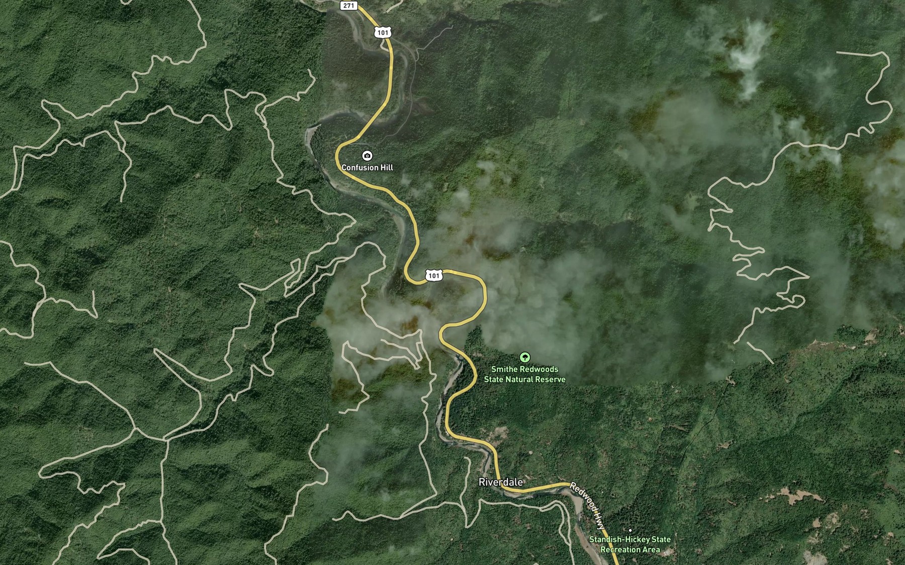 Satellite map of the Bridges Creek