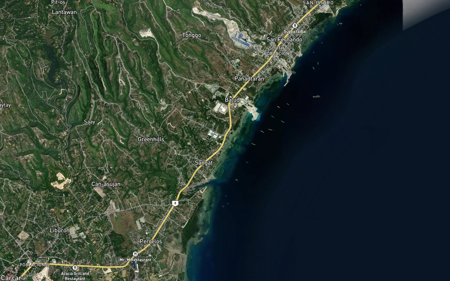 Satellite map of the Sangat River
