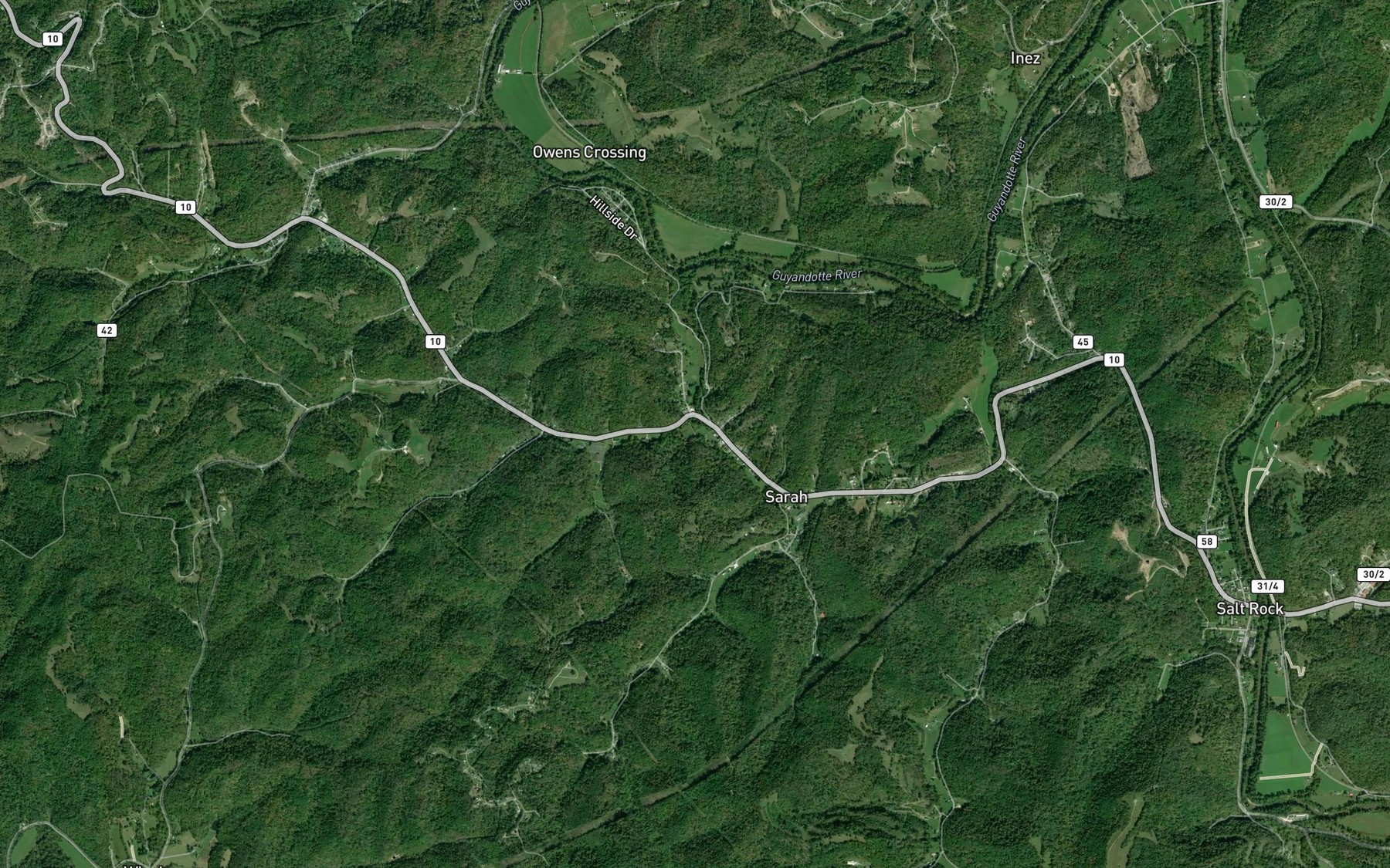 Satellite map of the Right Fork Merritt Creek