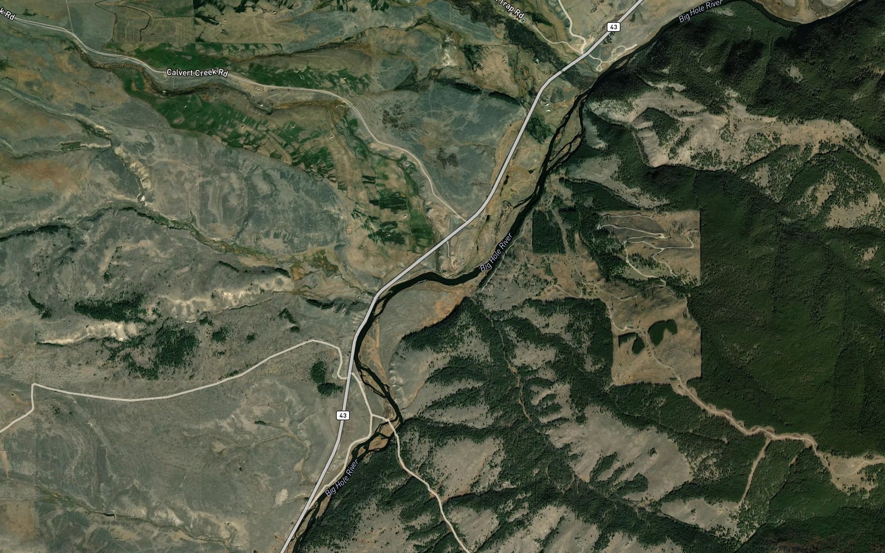 Satellite map of the Calvert Creek