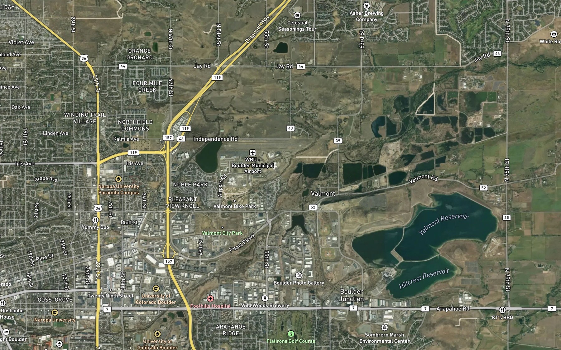 Satellite map of the North Boulder Farmers Ditch