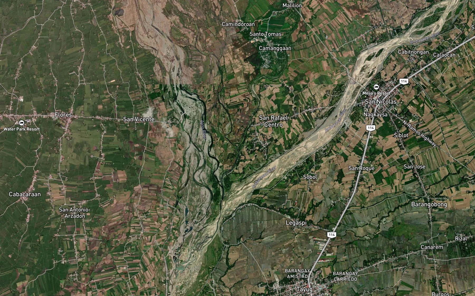 Satellite map of the Sabangan River