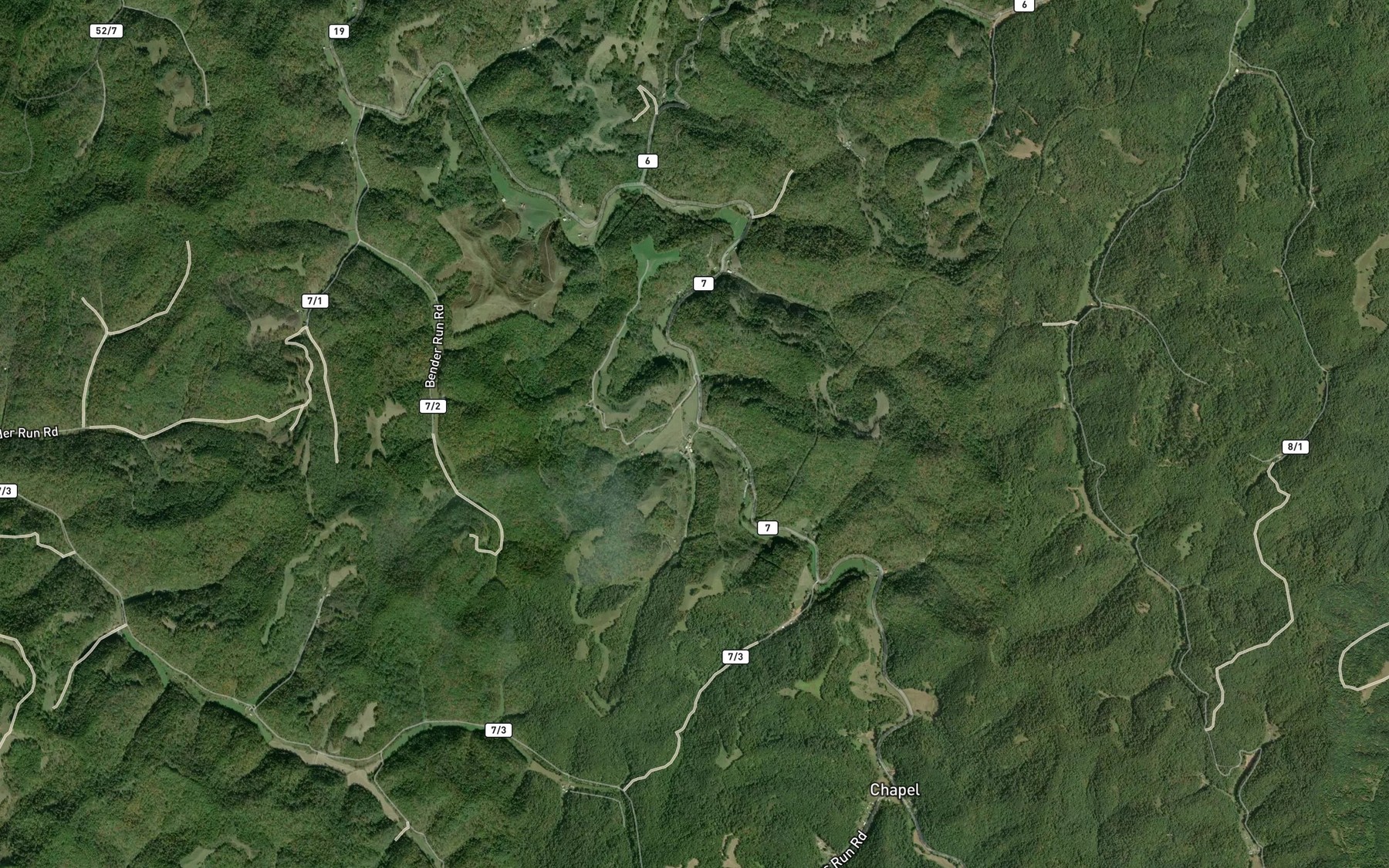 Satellite map of the Granddaddy Run