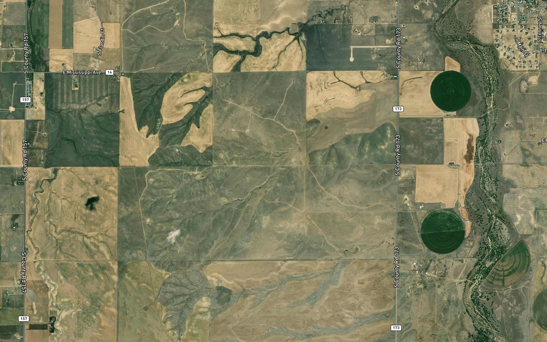 Satellite map of the Rock Canyon Erosion Control Reservoir Number 1