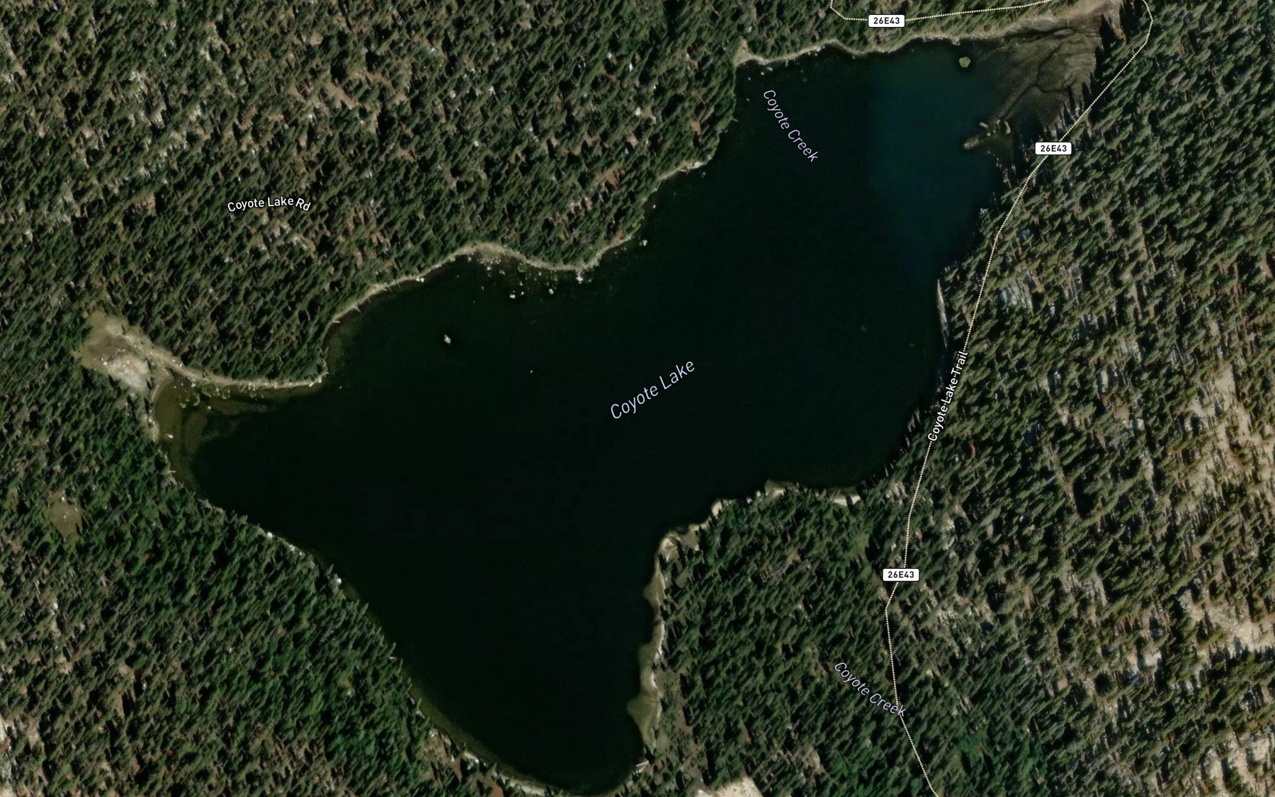 Satellite map of the Coyote Lake