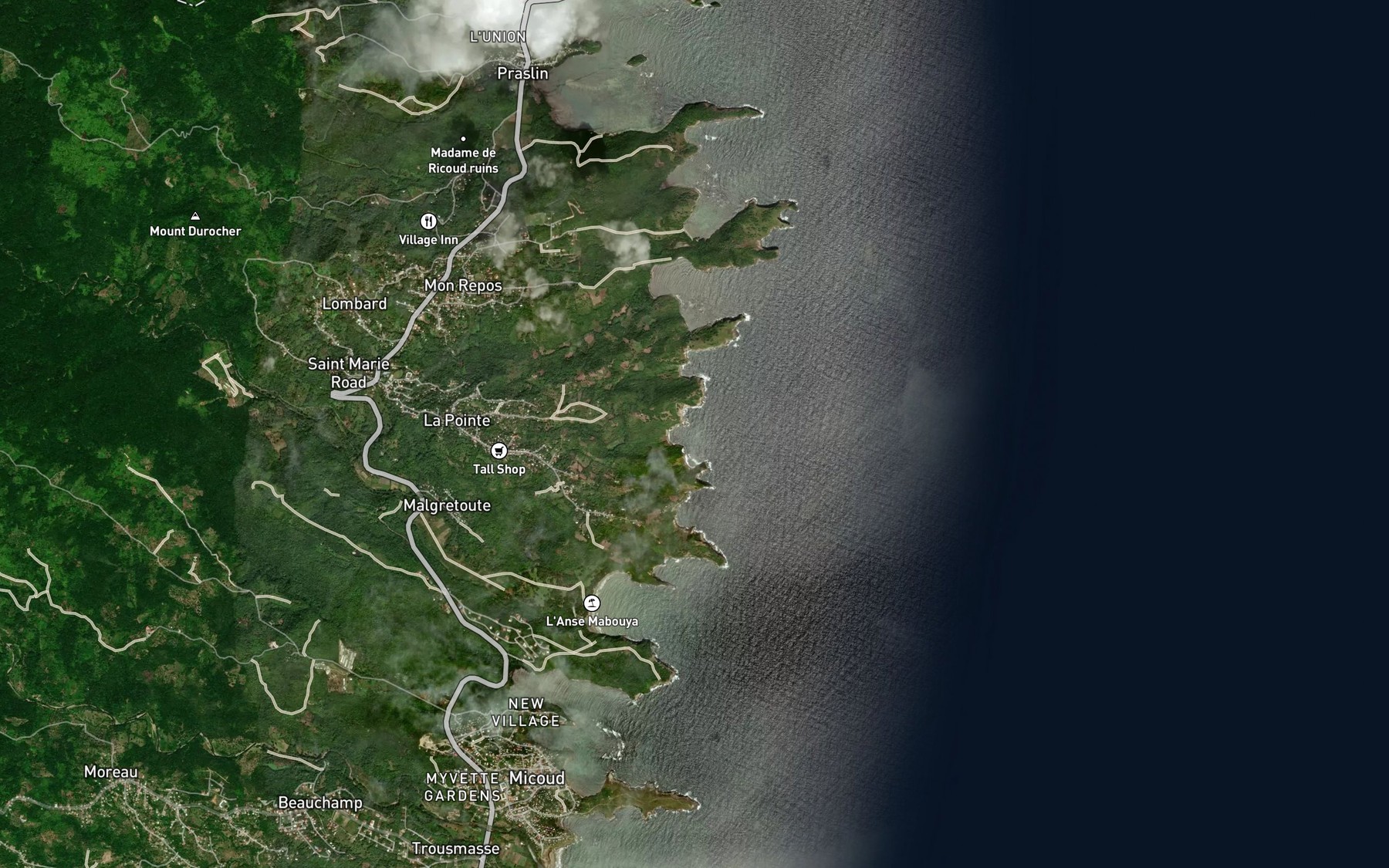 Satellite map of the Anse Chapeau