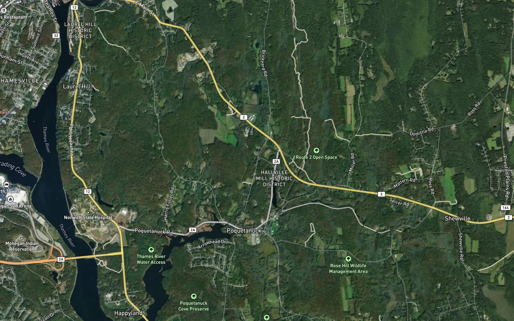 Satellite map of the Crowley Brook