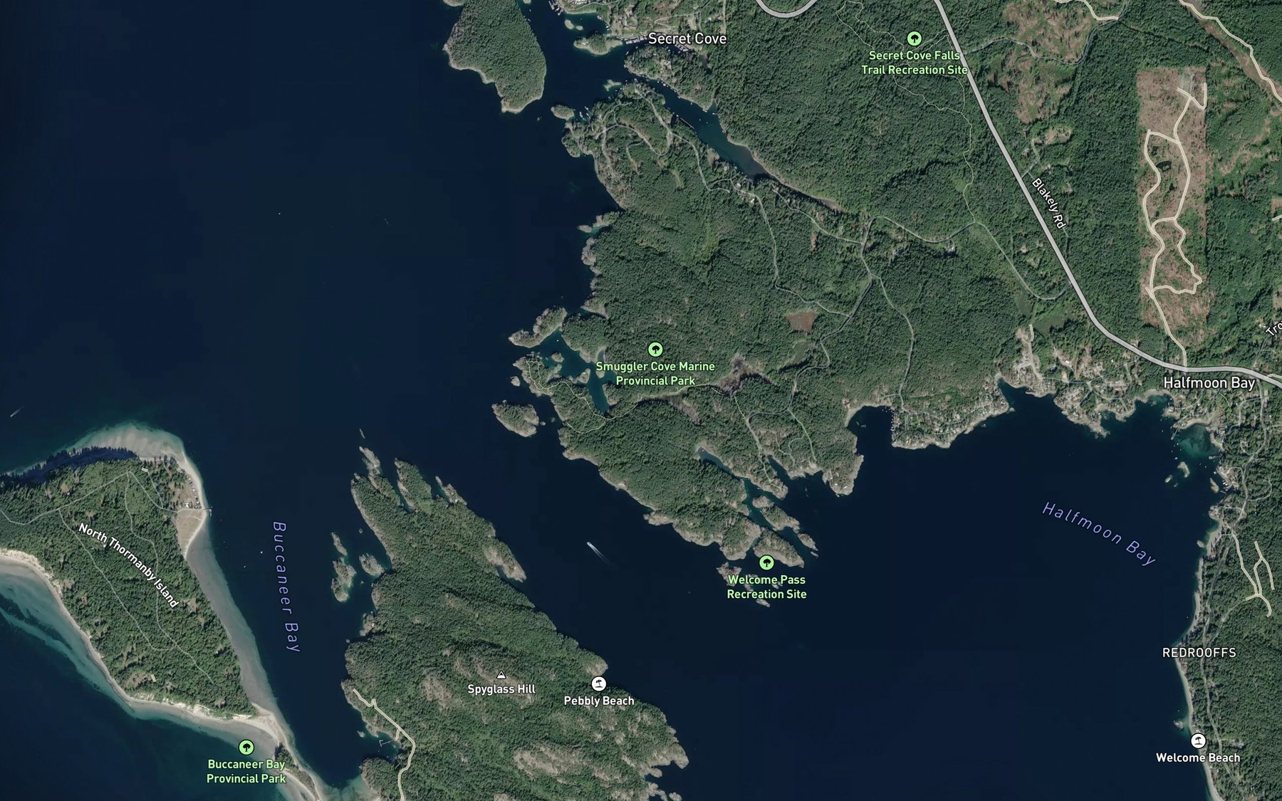Satellite map of the Homesite Creek