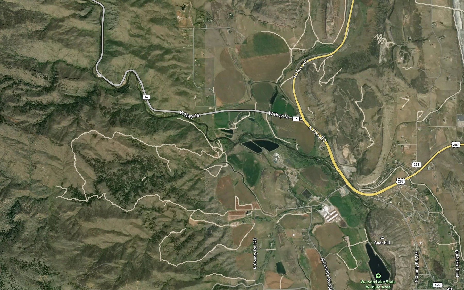 Satellite map of the Lewstone Creek