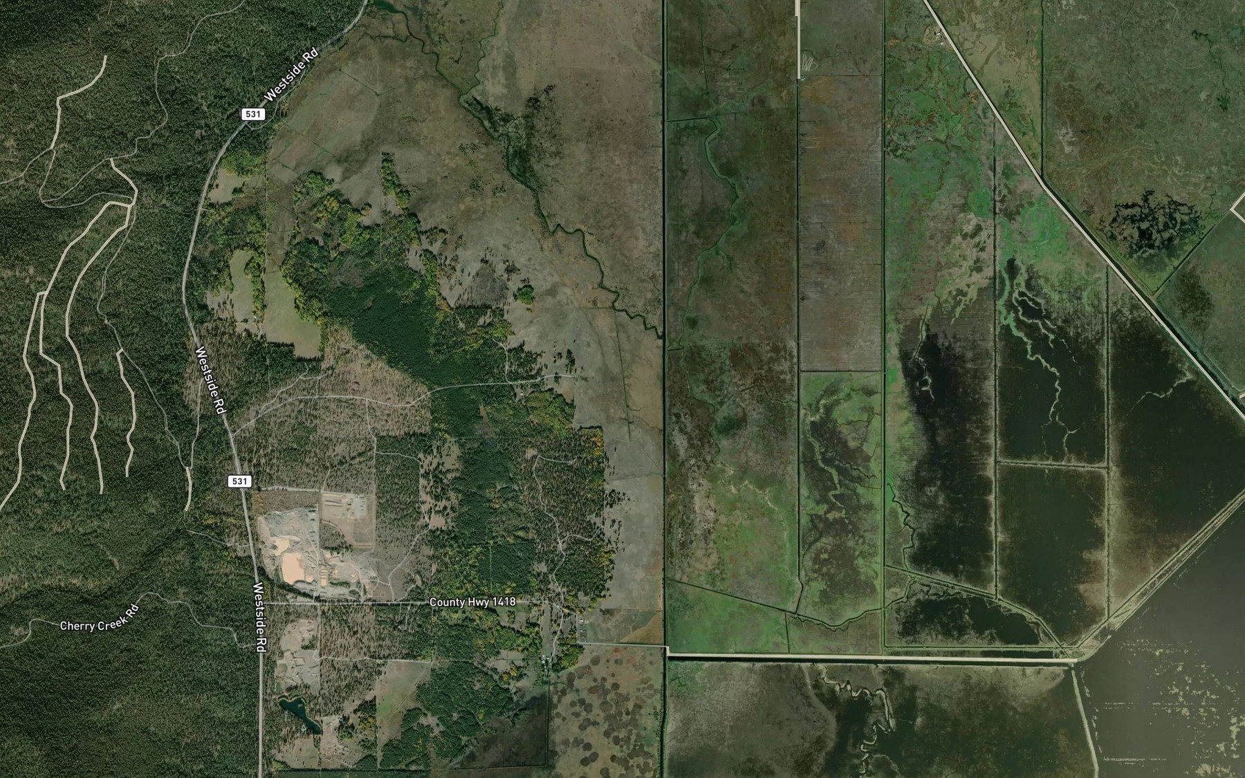 Satellite map of the Fourmile Canal