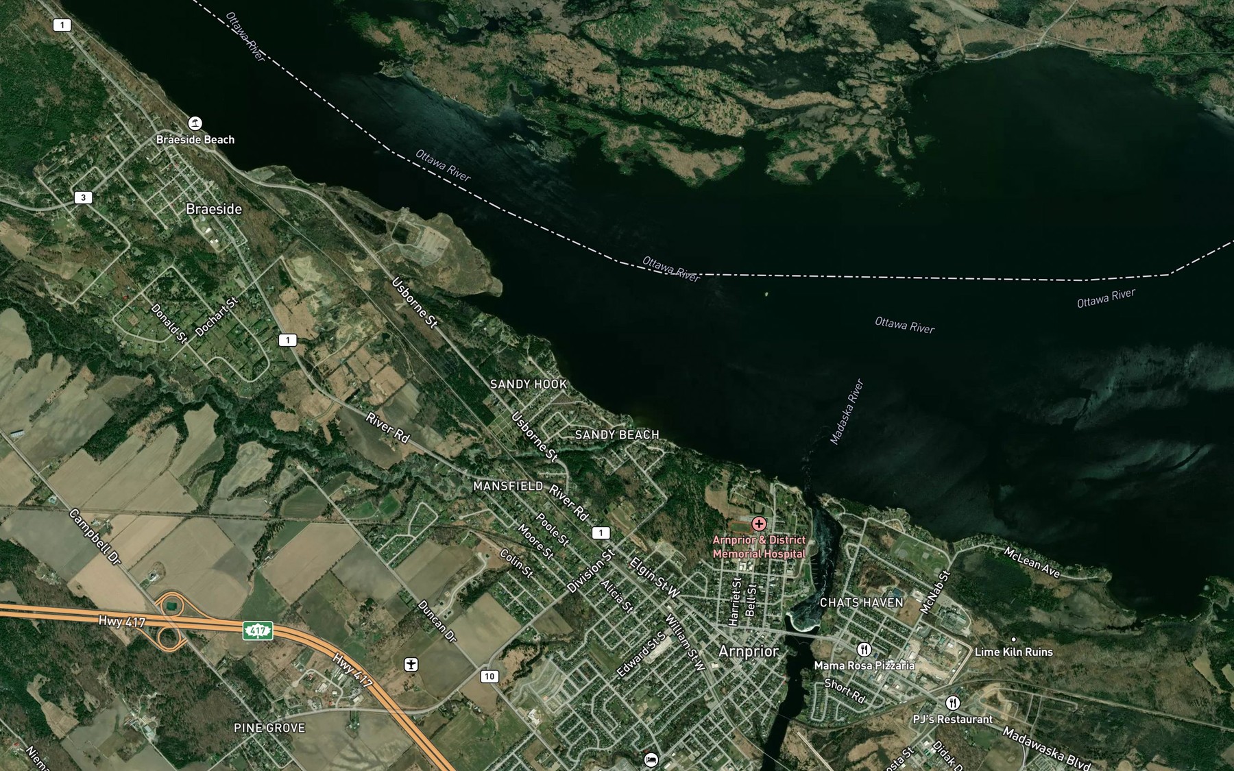 Satellite map of the Dochart Creek